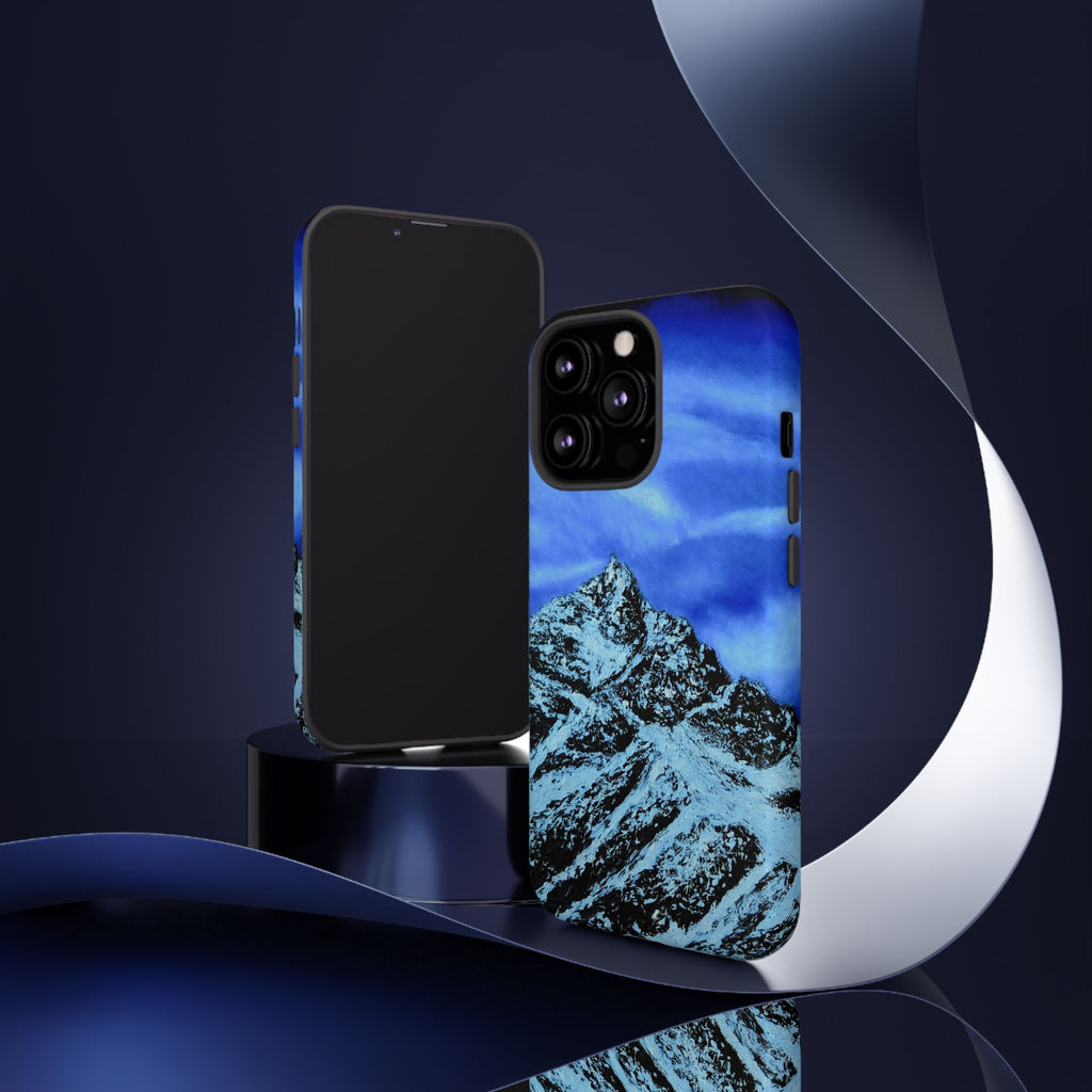 Mountain Peak Blue Tough Phone Case — Rugged Protective iPhone Cover