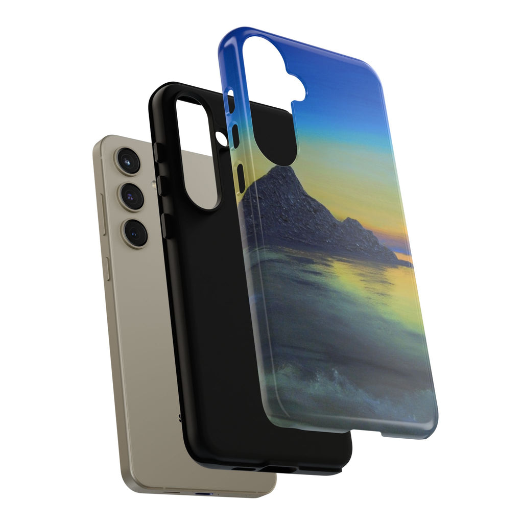 Sunset Cove Phone Case — Durable Protective Tough Case with Tranquil Beach Landscape