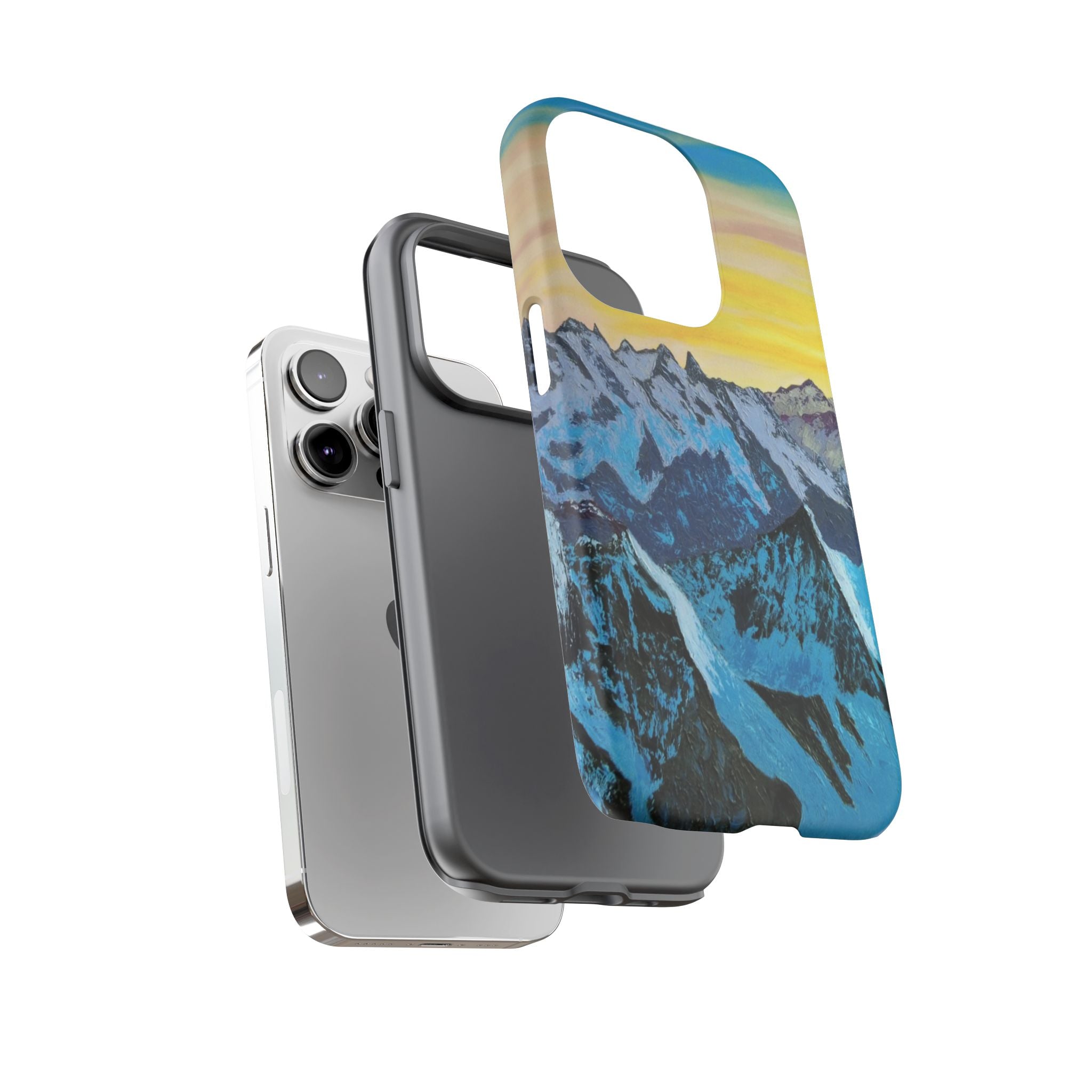 Mountain Sunset Phone Case — Protective Tough Case with Scenic Blue Peaks Design