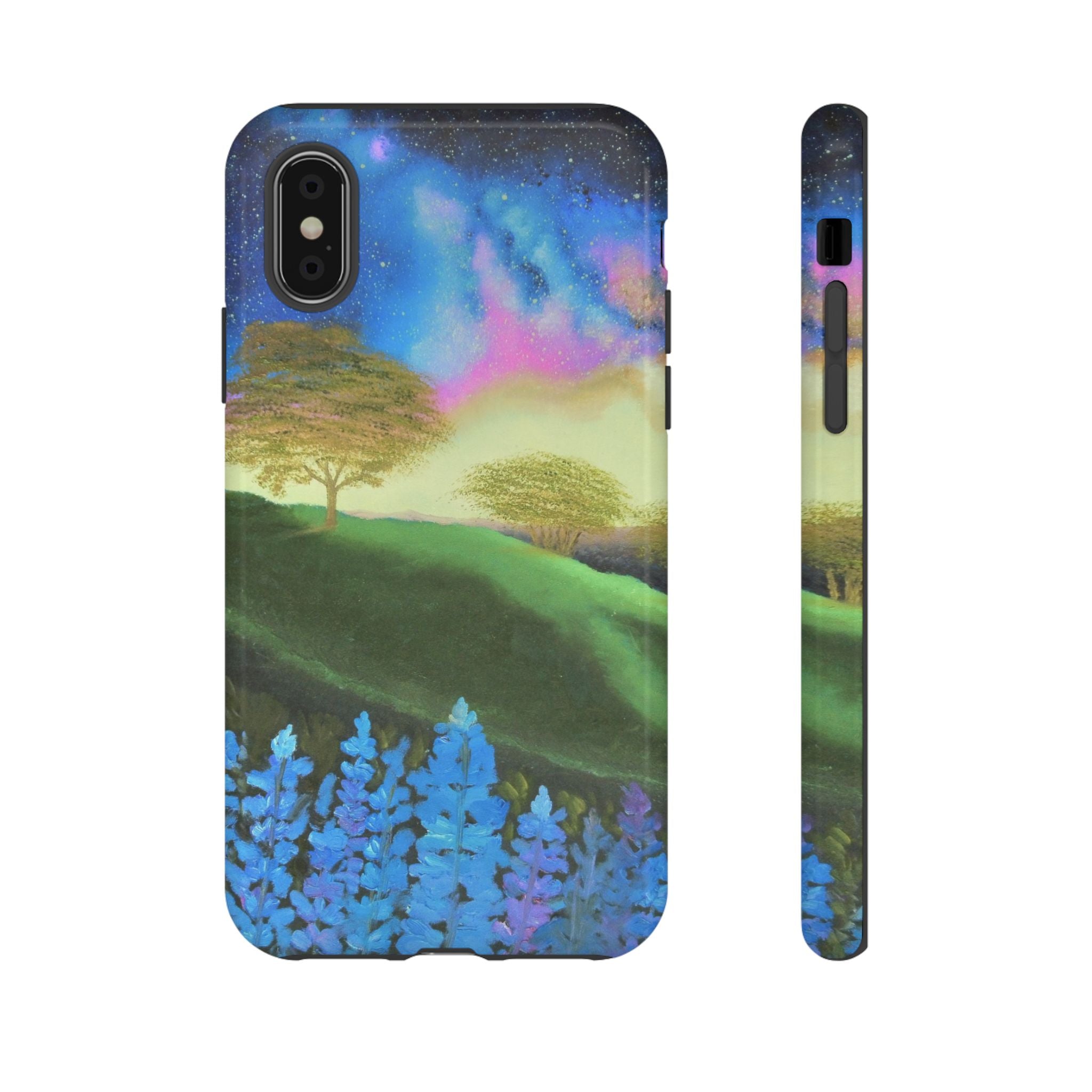 Aurora Nightscape Phone Case — Galaxy Meadow Protective Case