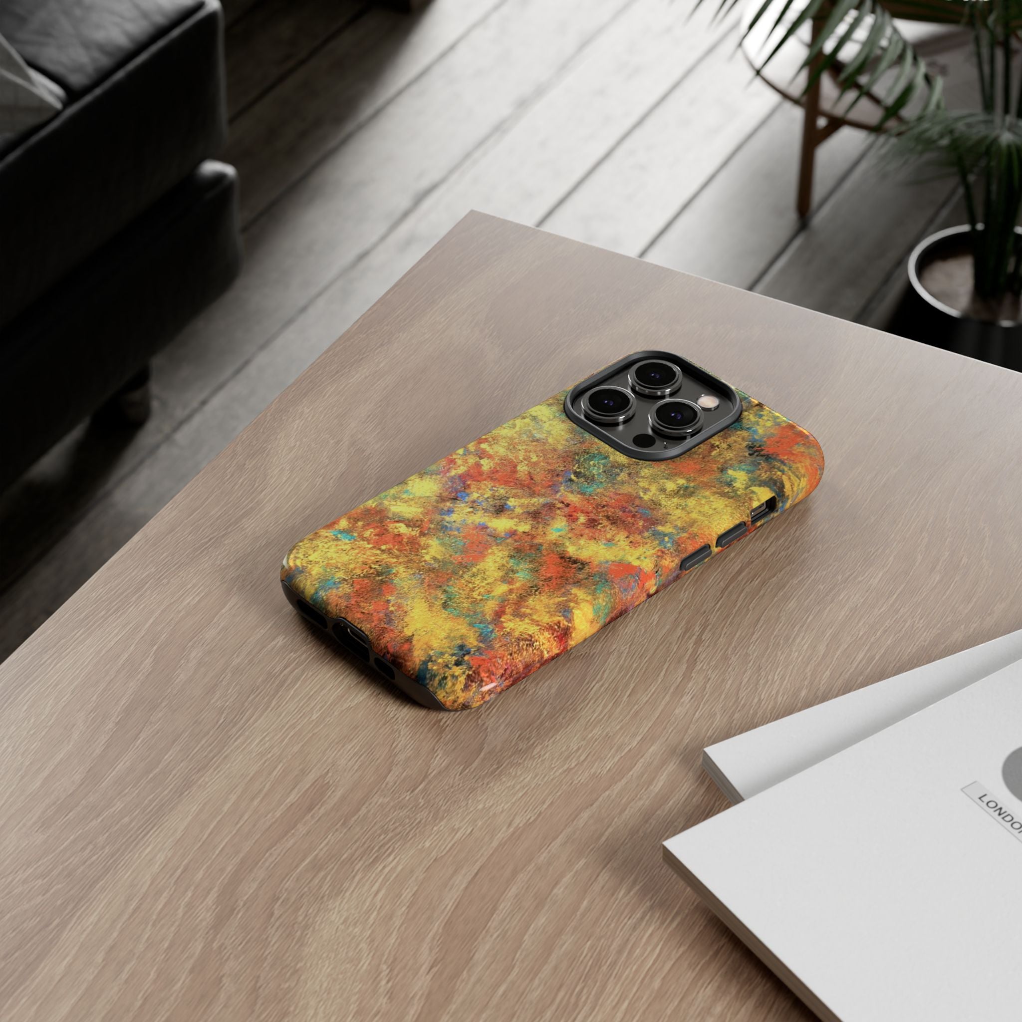Abstract Autumn Marble Phone Case — Protective iPhone Cover with Warm Fall Colors
