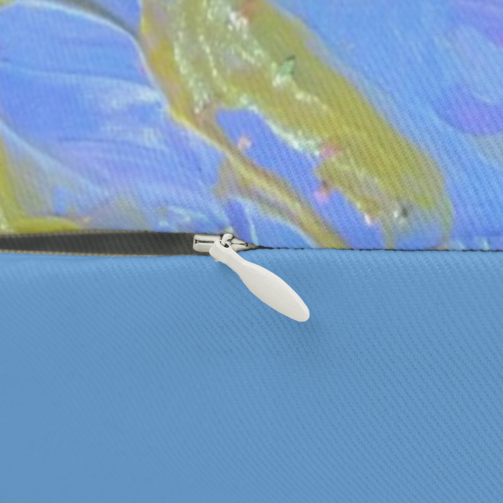 Coastal Wave Lumbar Pillow — Pastel Blue Abstract Decorative Pillow