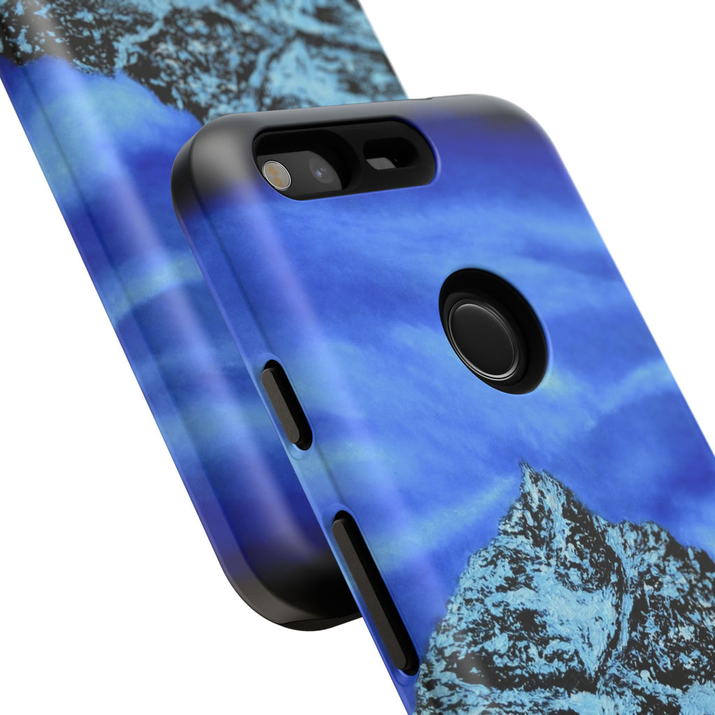 Mountain Peak Blue Tough Phone Case — Rugged Protective iPhone Cover