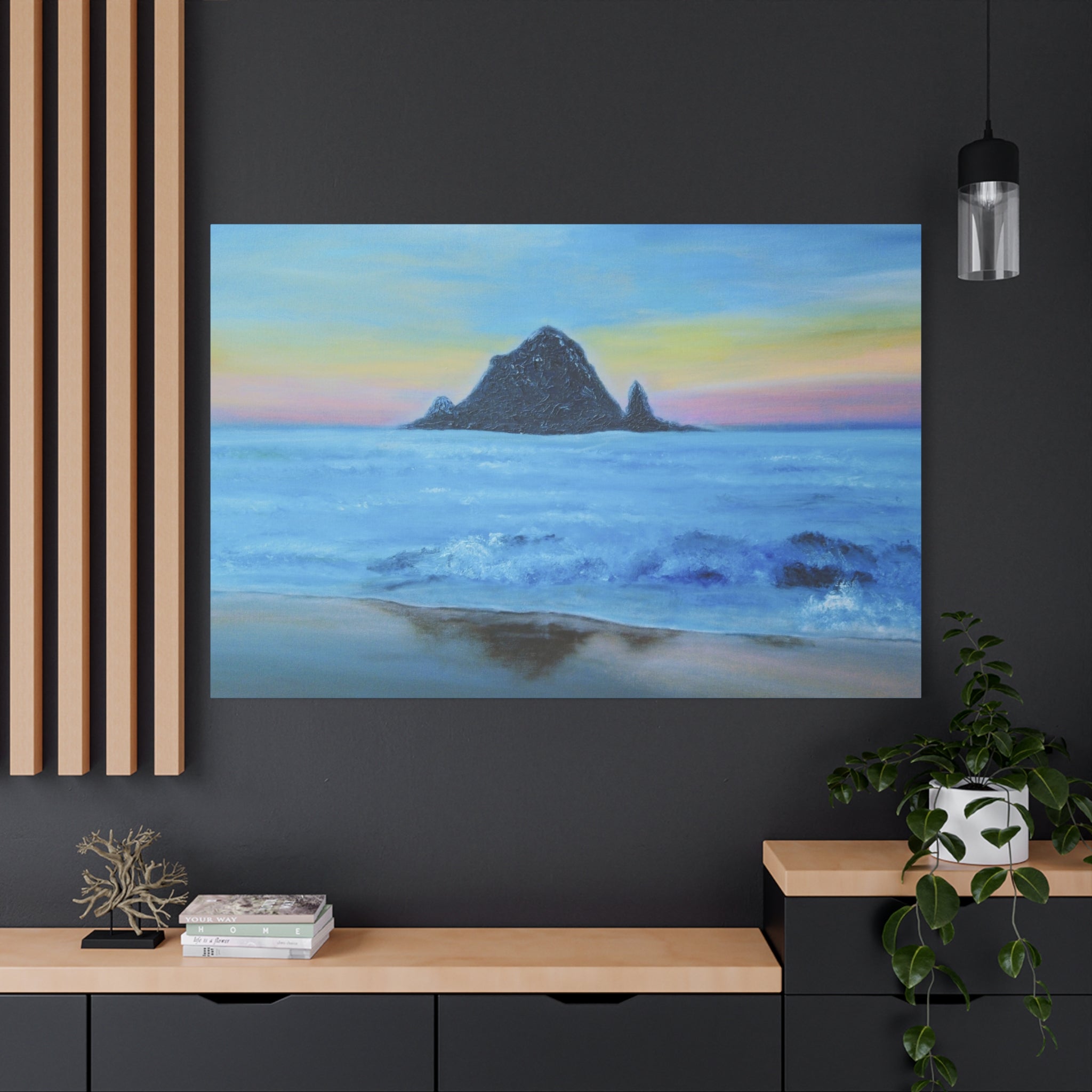Seaside Sunset Canvas Wall Art — Stretched Matte Beach Landscape