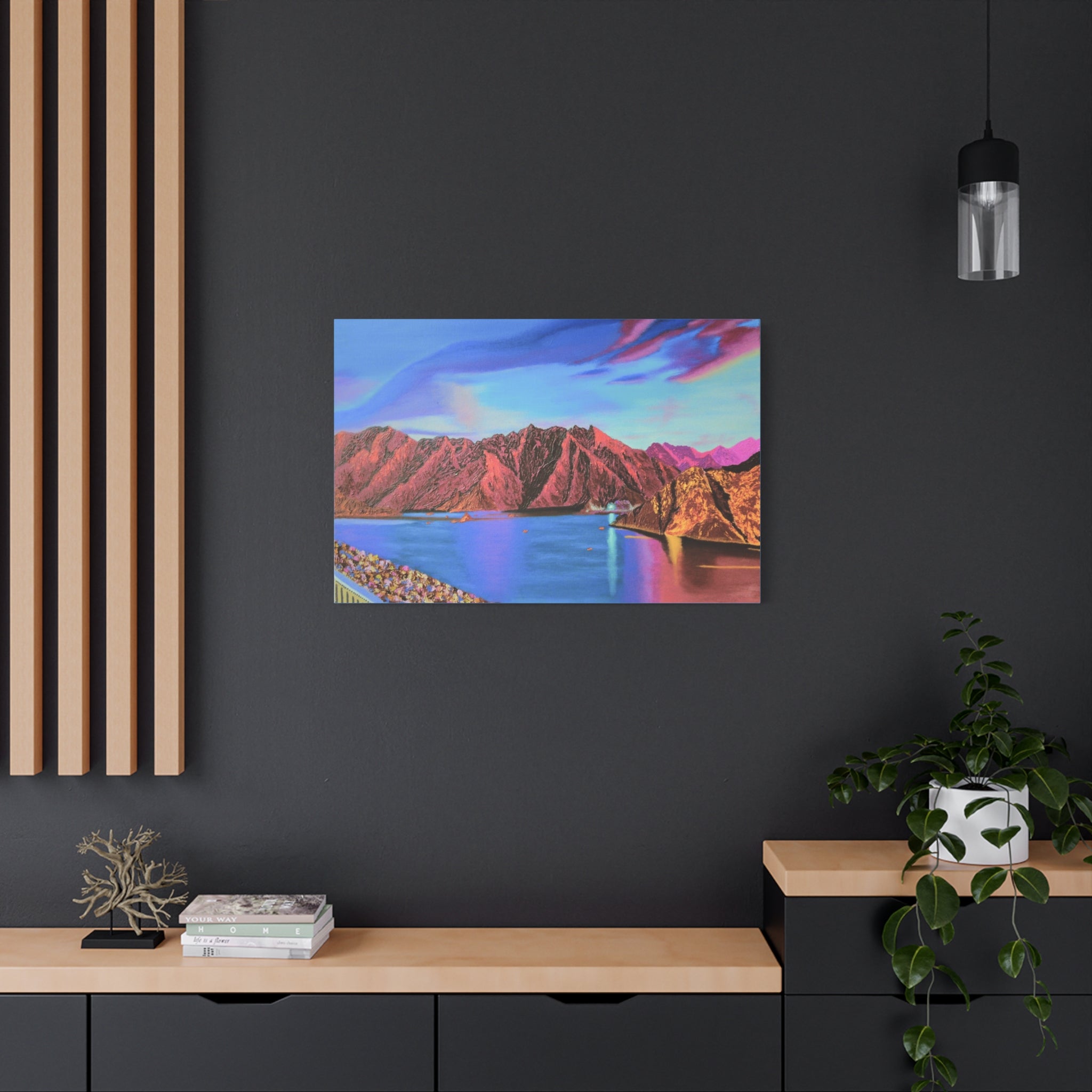 Sunset Mountain Lake Matte Canvas Wall Art — Vibrant Landscape Print