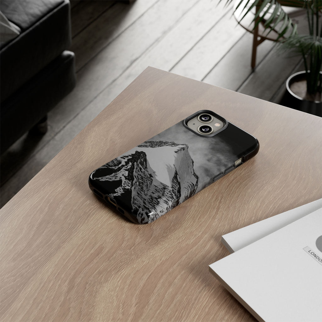 Mountain Peak Phone Case — Black & White Alpine Protective Case