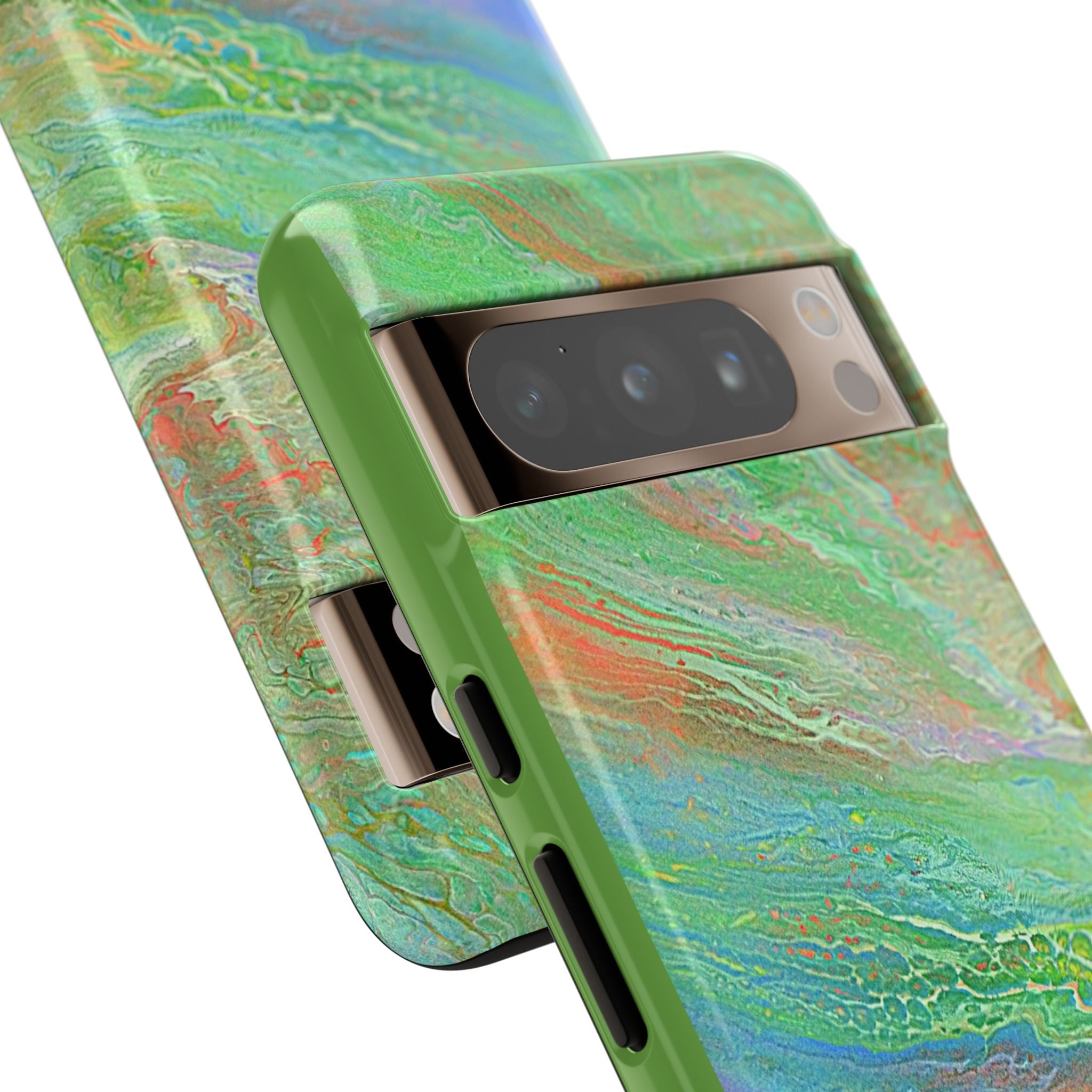 Marbled Green Abstract Phone Case — Protective Tough Case for iPhone
