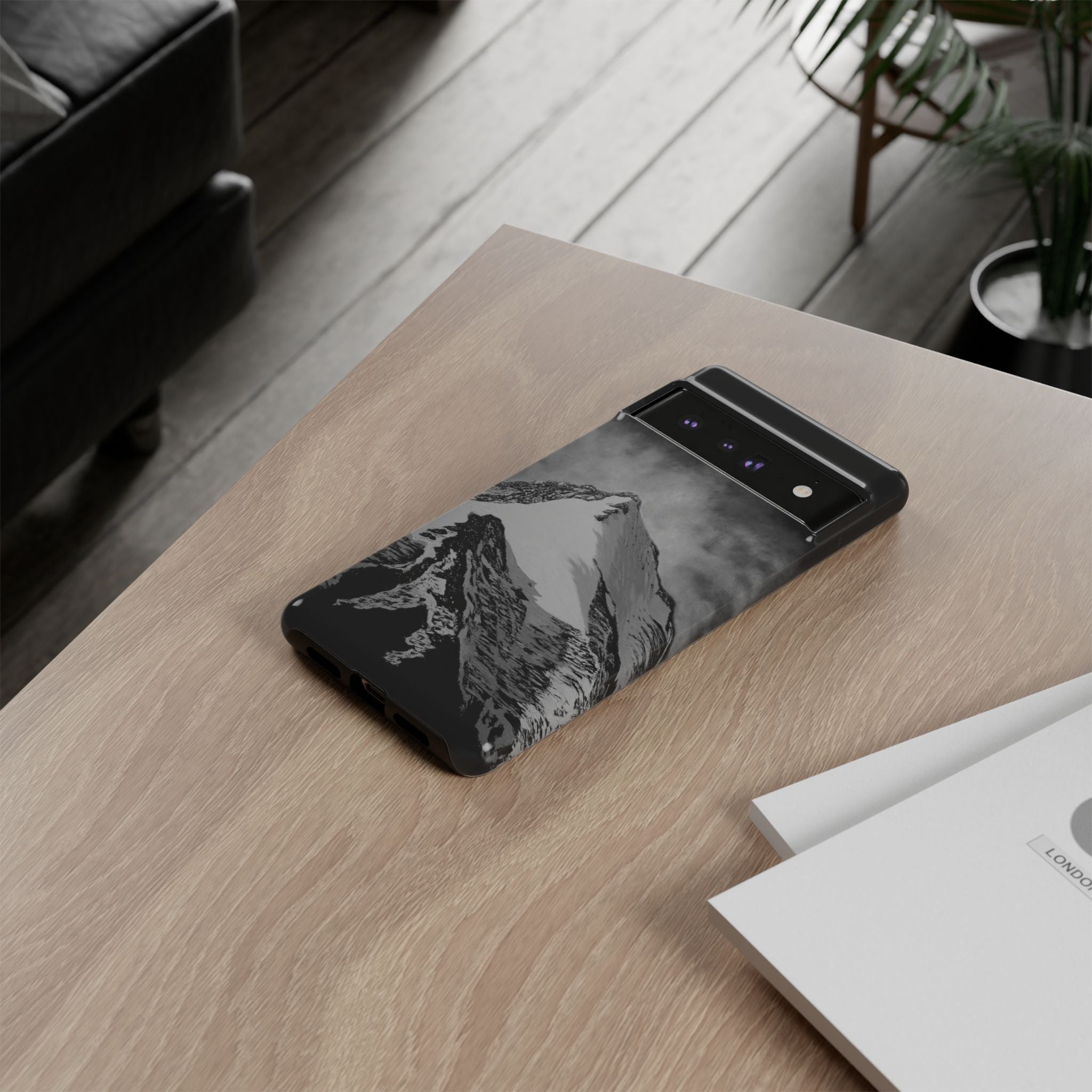 Mountain Peak Phone Case — Black & White Alpine Protective Case
