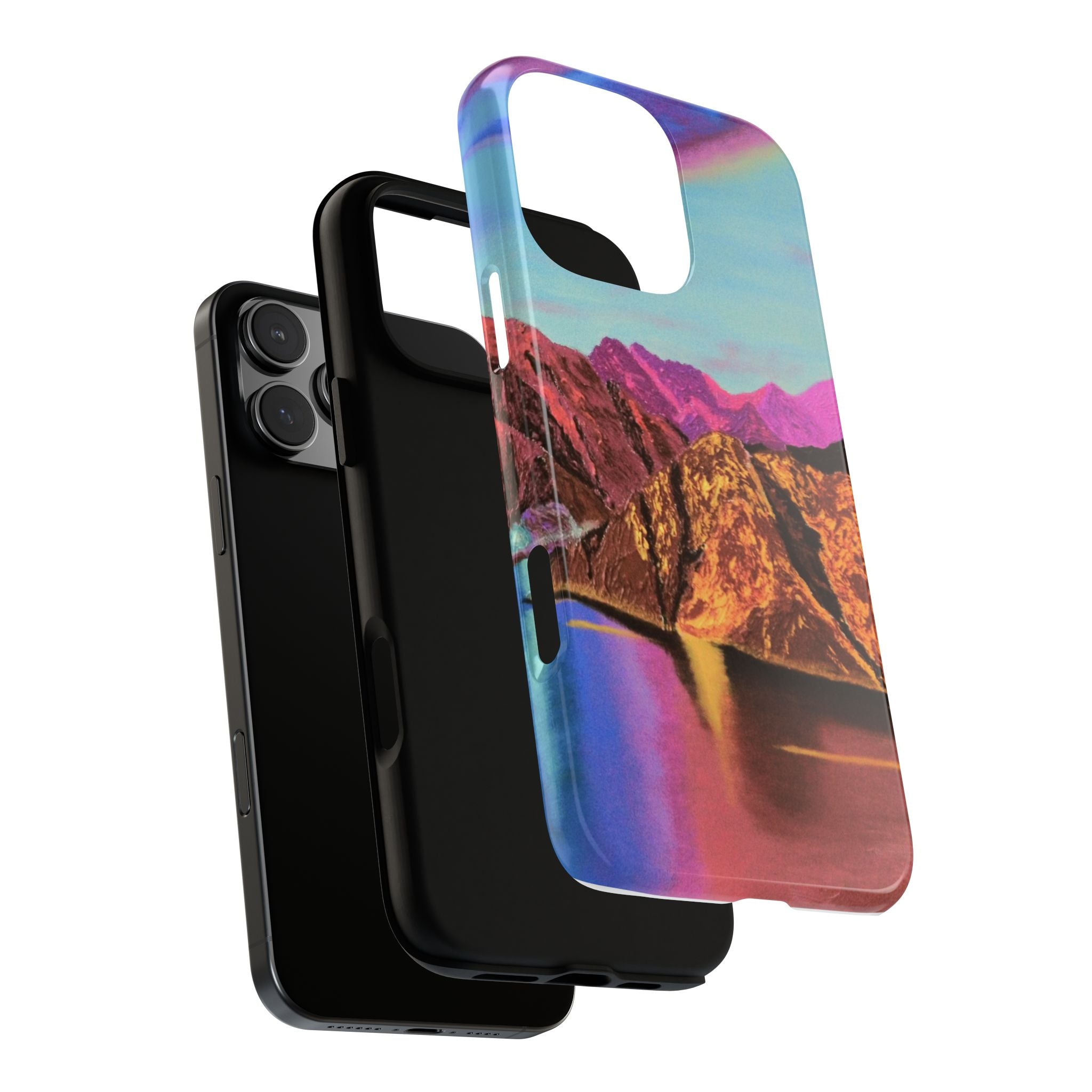 Protective Phone Case — Vibrant Retro Mountain Landscape