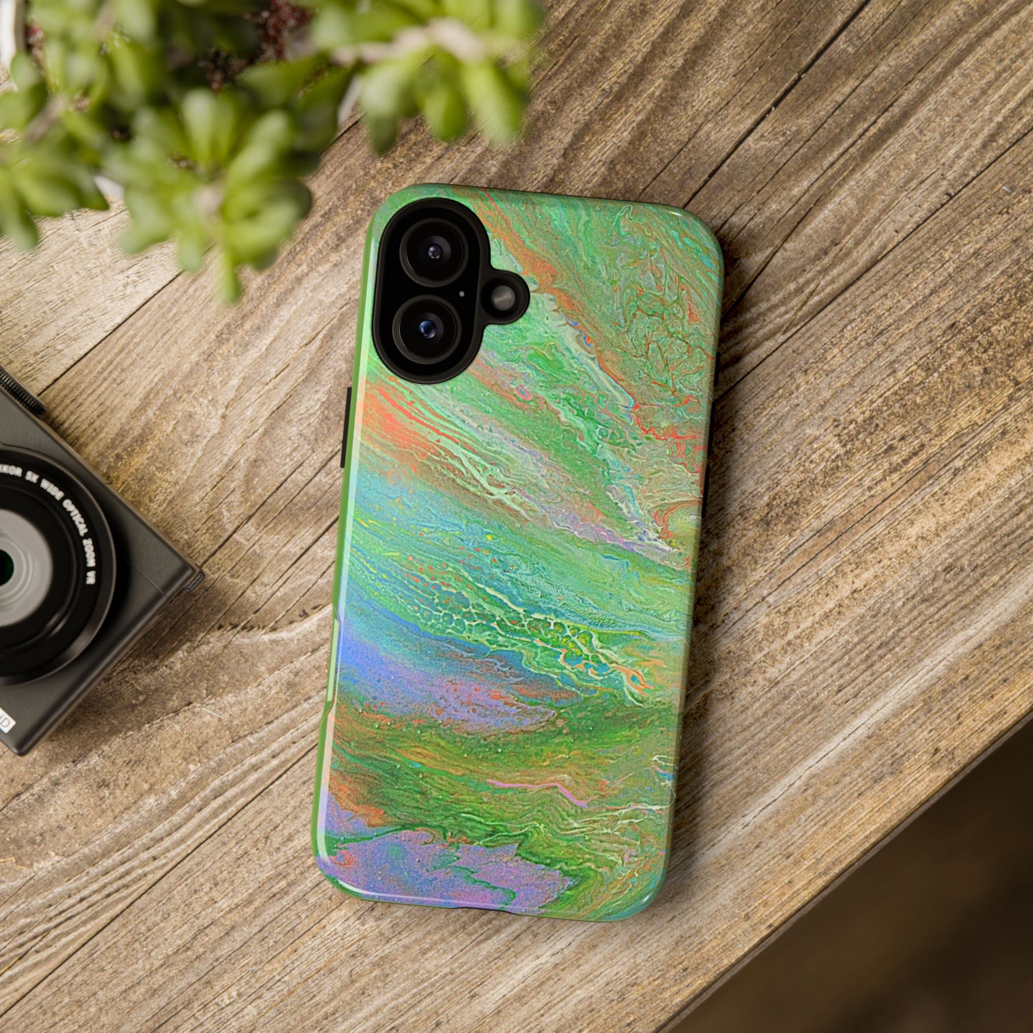Marbled Green Abstract Phone Case — Protective Tough Case for iPhone