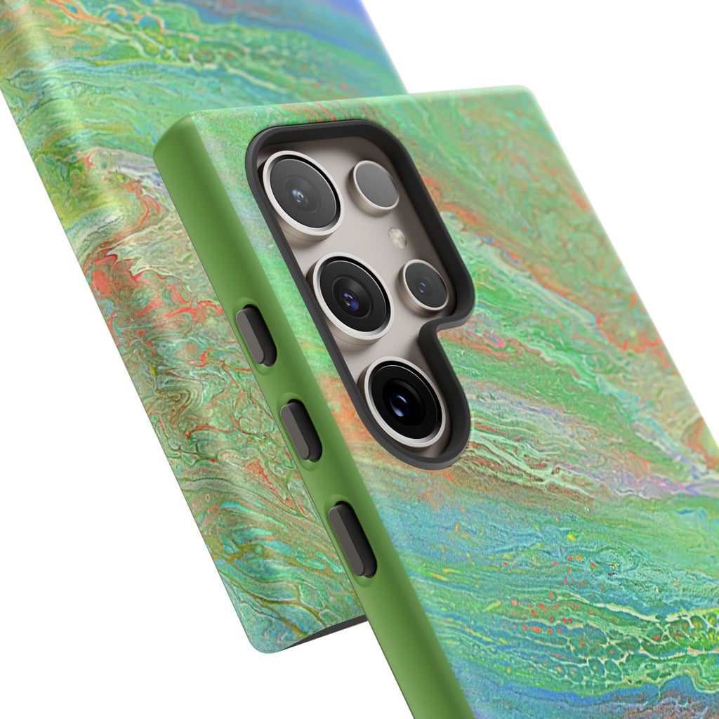 Marbled Green Abstract Phone Case — Protective Tough Case for iPhone