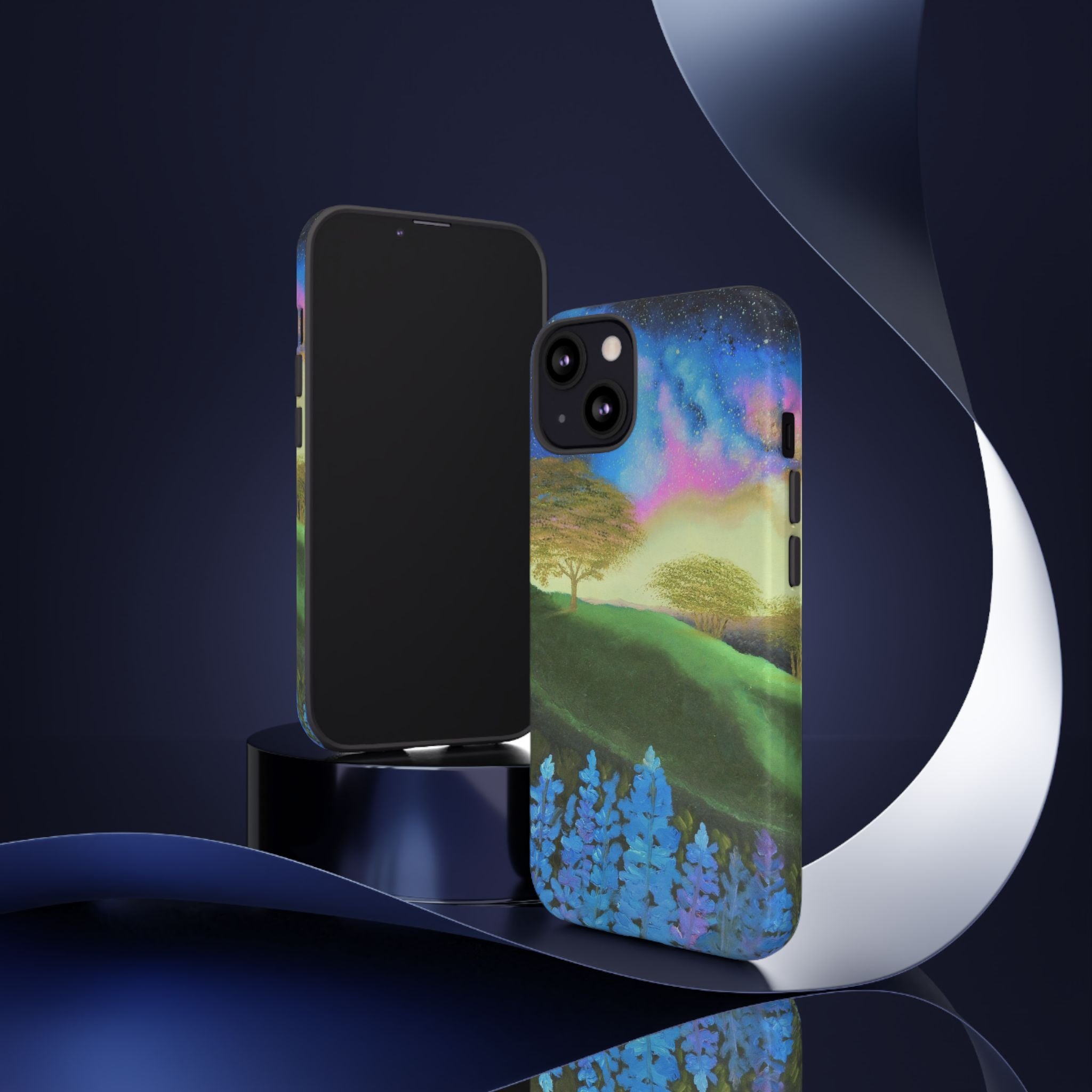 Aurora Nightscape Phone Case — Galaxy Meadow Protective Case
