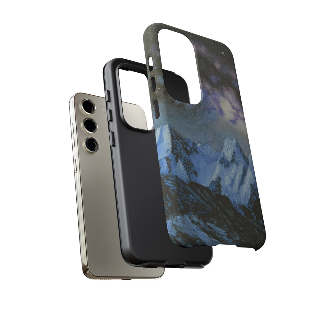 Mountain Night Sky Phone Case — Tough Protective iPhone Cover with Aurora & Snowy Peaks