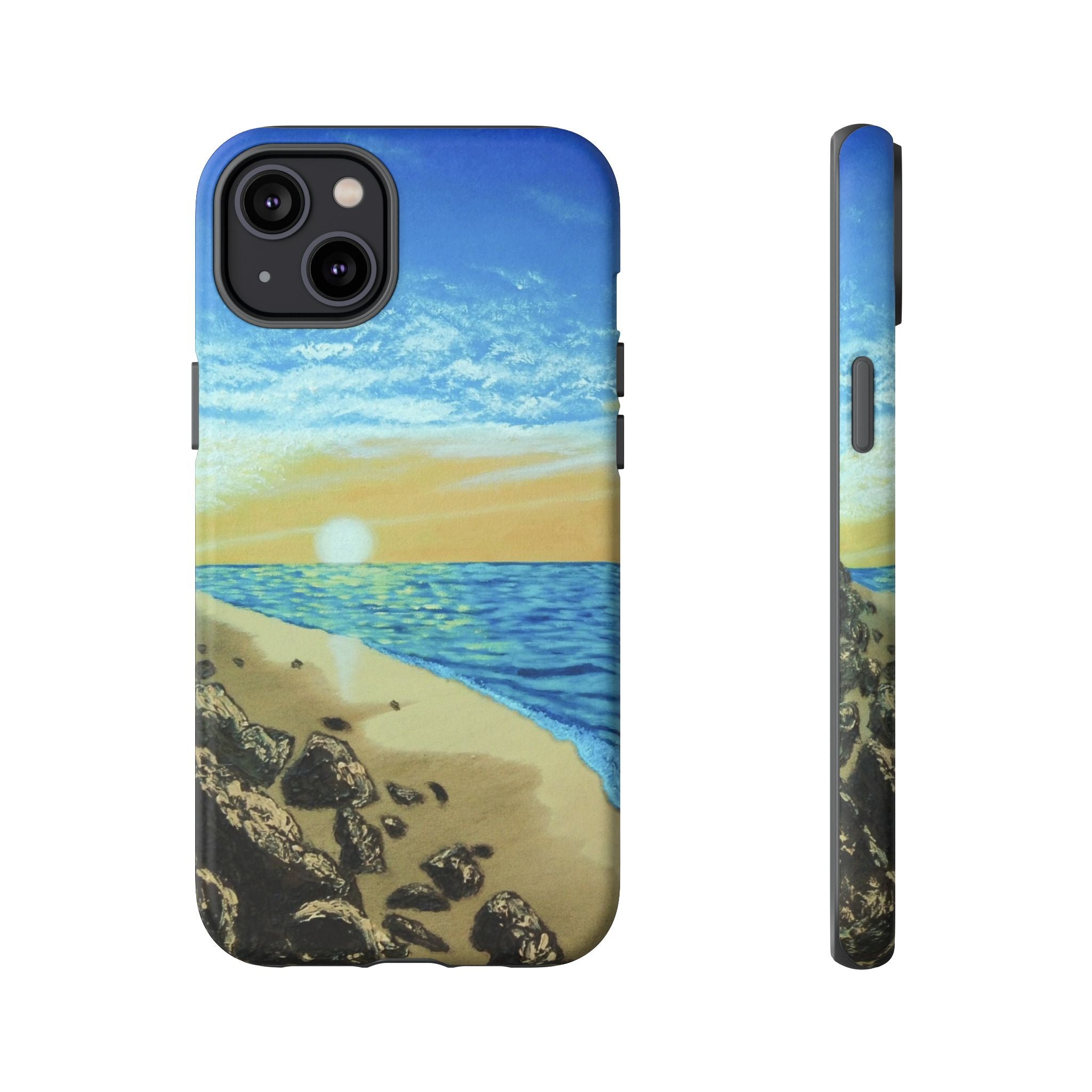 Beach Sunset Phone Case — Protective Tough Case with Coastal Shoreline Design