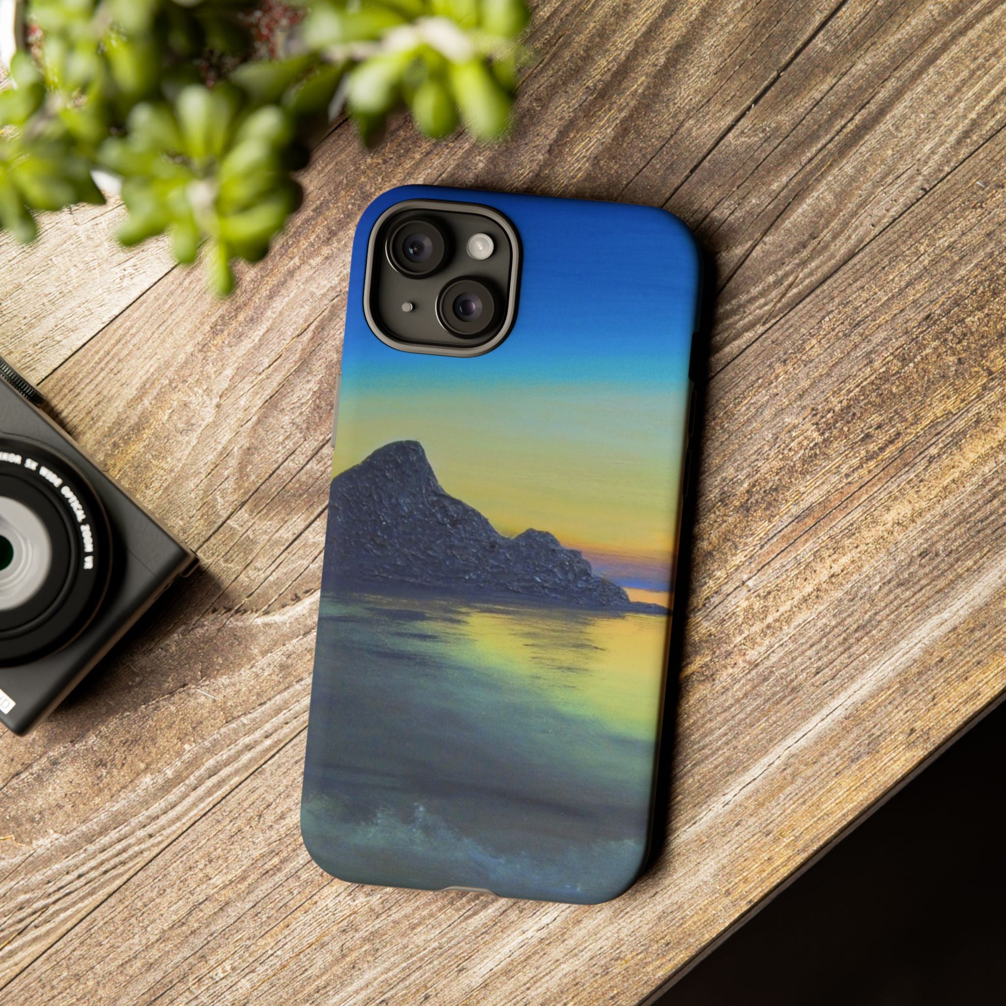 Sunset Cove Phone Case — Durable Protective Tough Case with Tranquil Beach Landscape