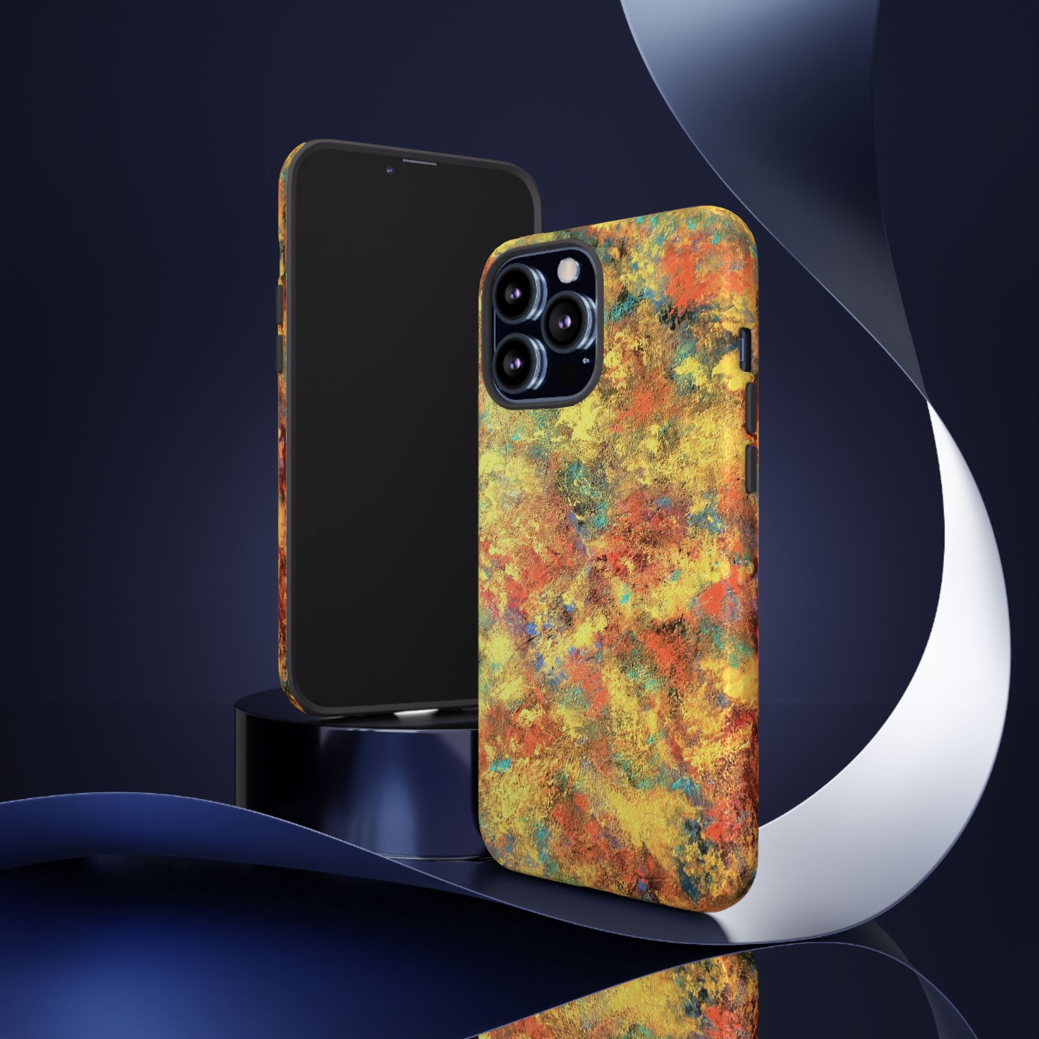 Abstract Autumn Marble Phone Case — Protective iPhone Cover with Warm Fall Colors