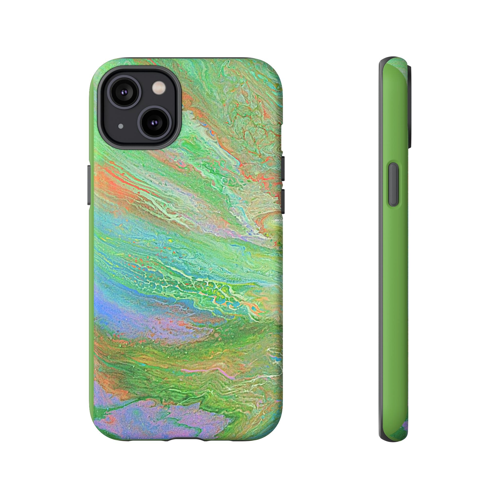 Marbled Green Abstract Phone Case — Protective Tough Case for iPhone