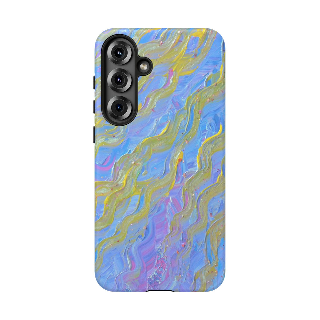 Pastel Marble Tough Phone Case — Blue & Gold Abstract Protective Cover