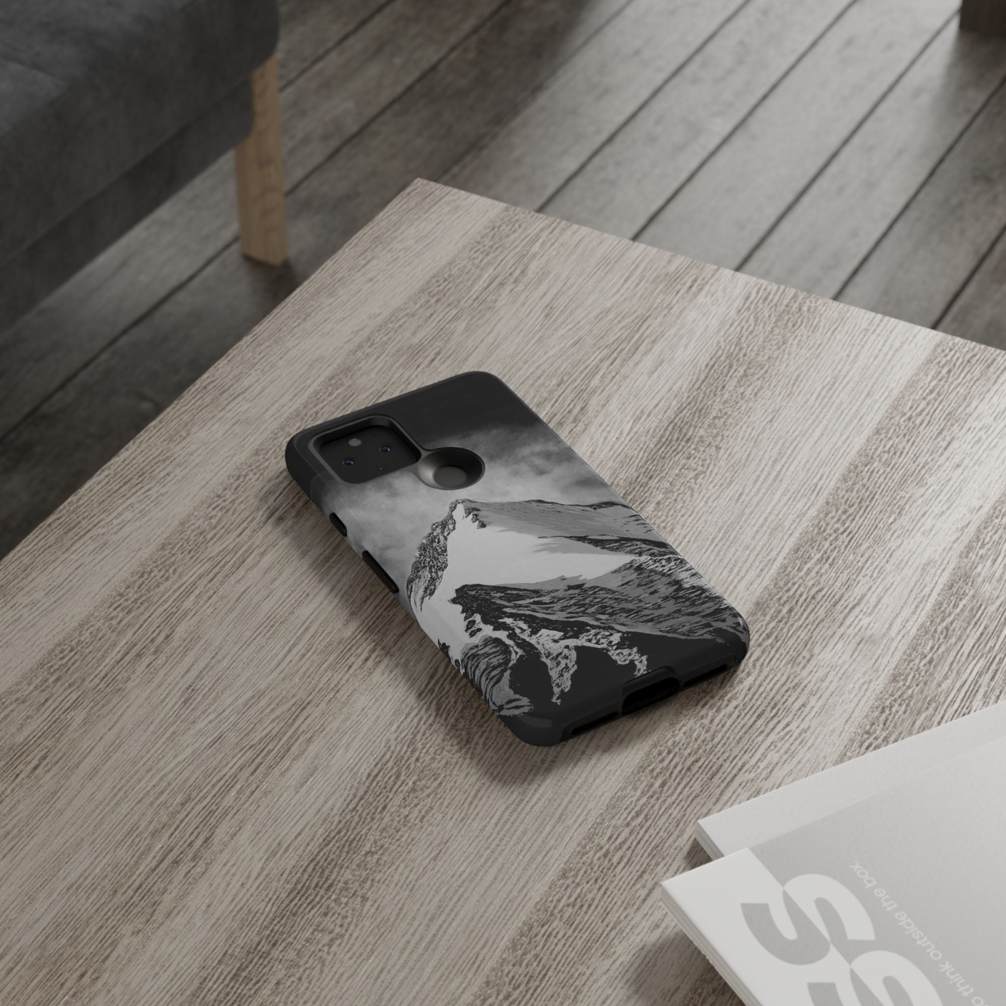Mountain Peak Phone Case — Black & White Alpine Protective Case