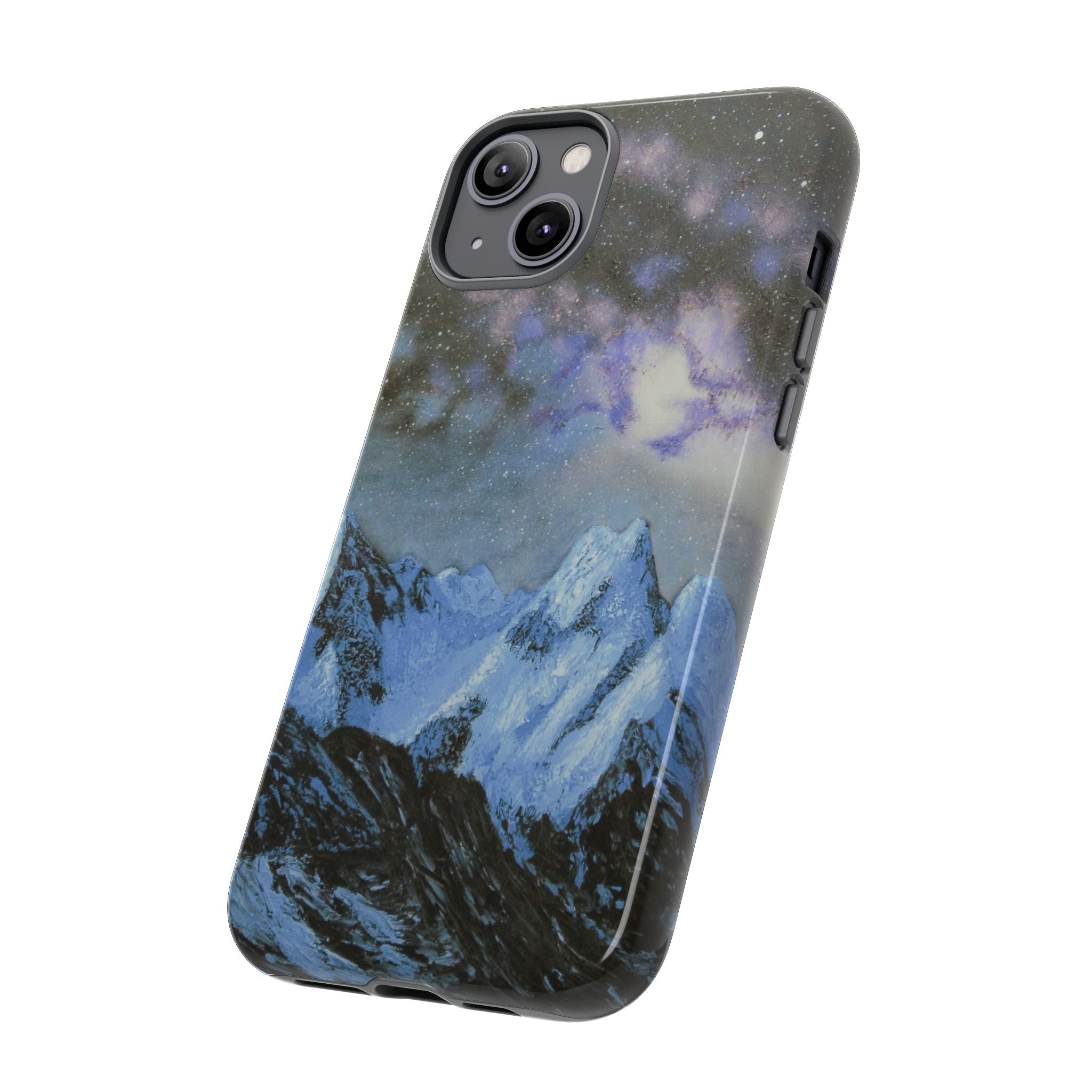 Mountain Night Sky Phone Case — Tough Protective iPhone Cover with Aurora & Snowy Peaks