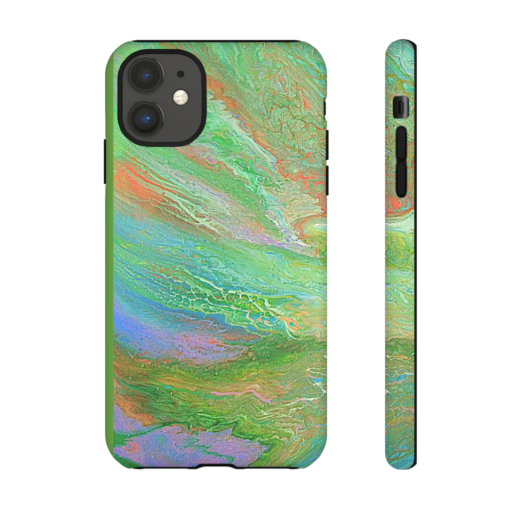 Marbled Green Abstract Phone Case — Protective Tough Case for iPhone