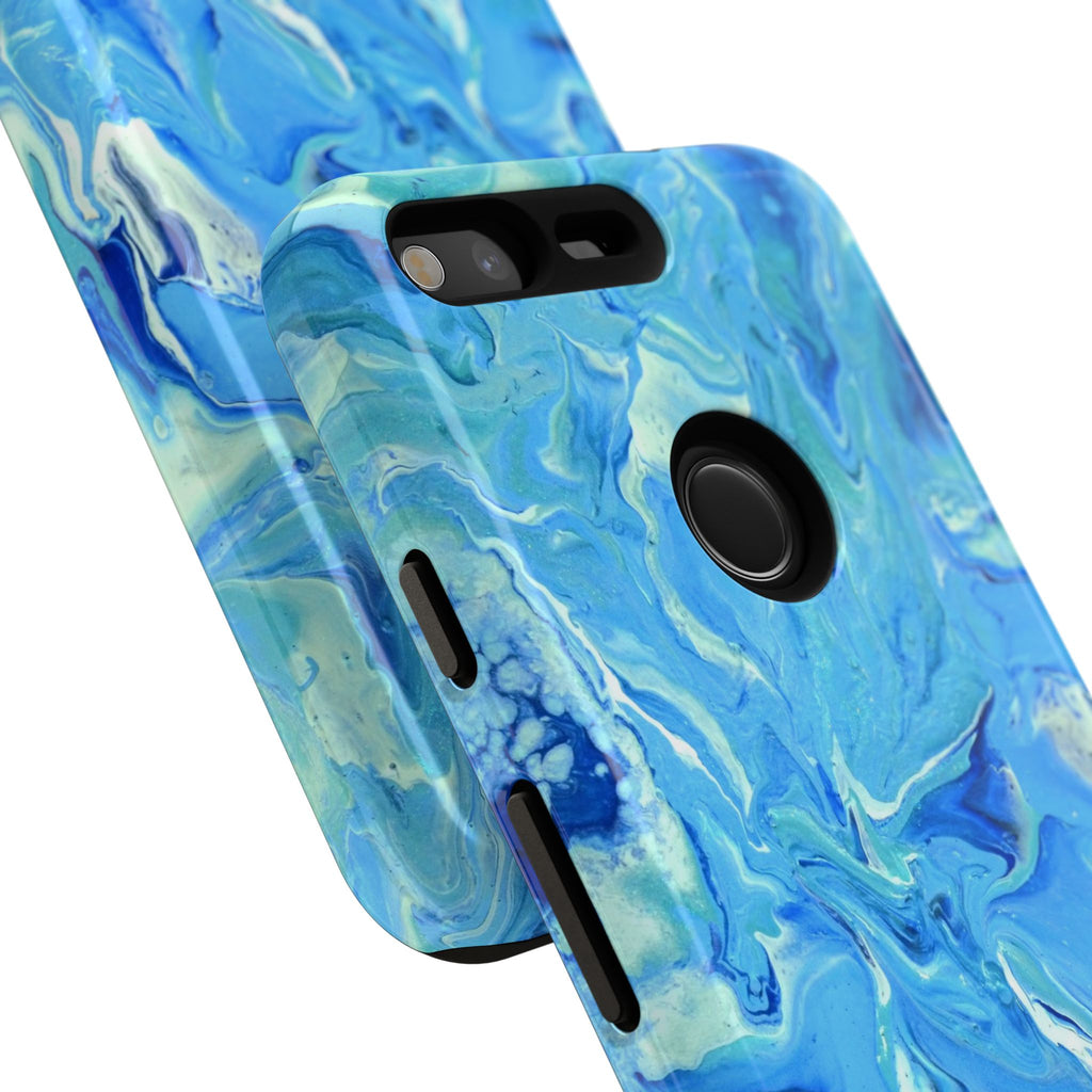 Blue Marble Tough Phone Case — Ocean Swirl Protective iPhone Cover