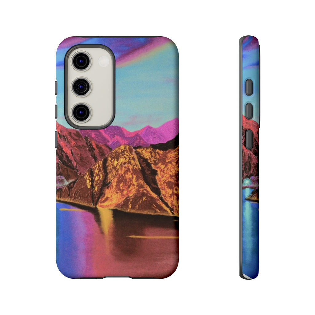 Protective Phone Case — Vibrant Retro Mountain Landscape
