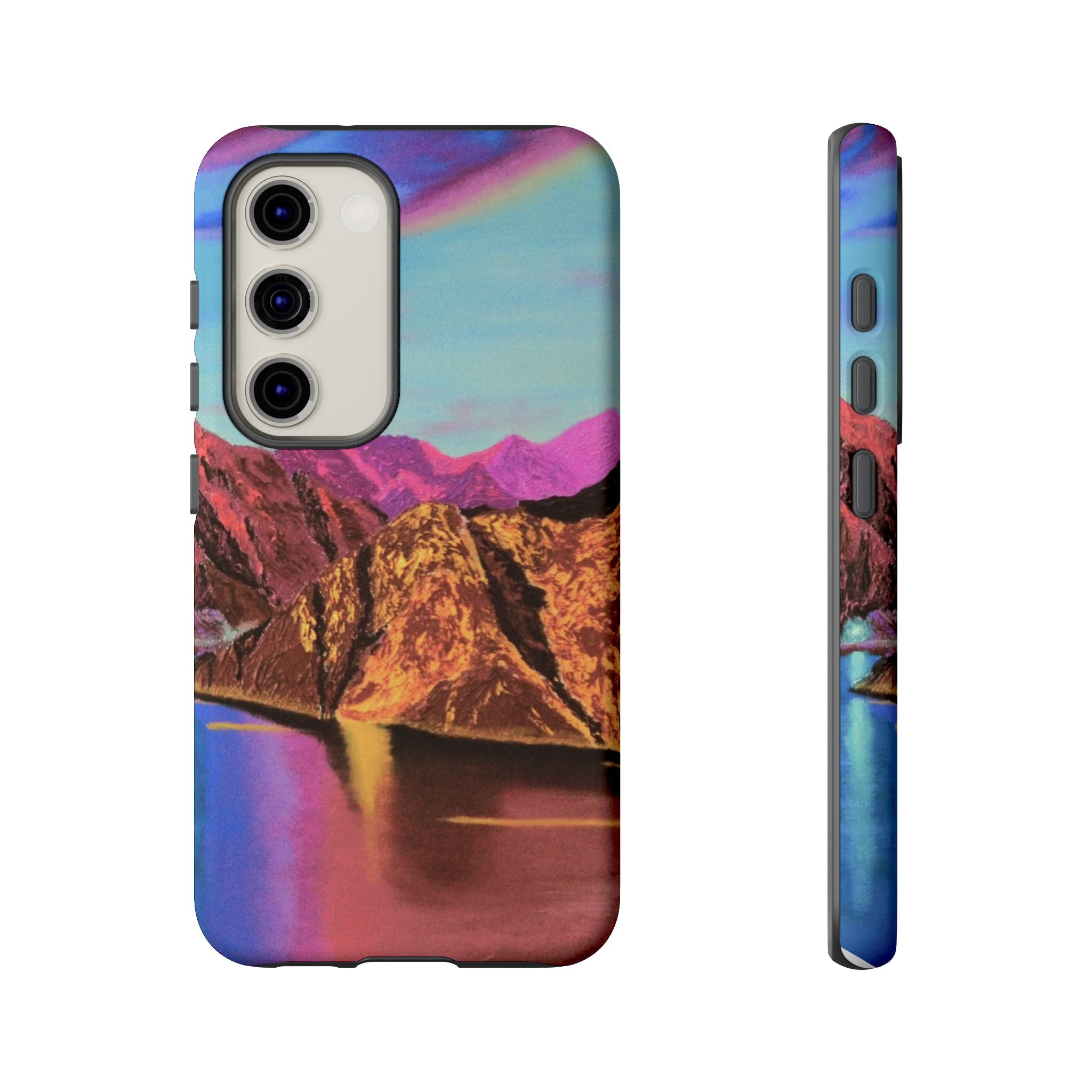 Protective Phone Case — Vibrant Retro Mountain Landscape