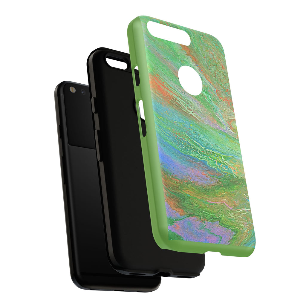 Marbled Green Abstract Phone Case — Protective Tough Case for iPhone