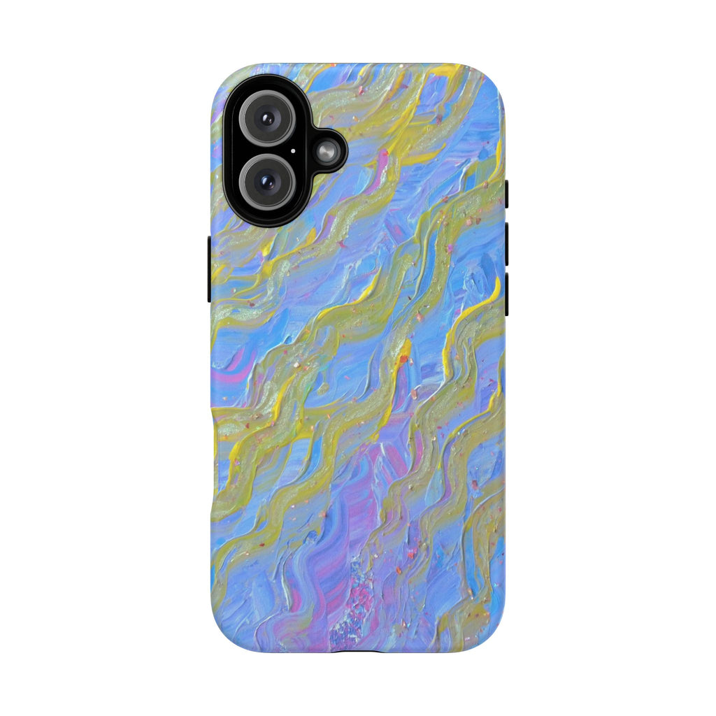Pastel Marble Tough Phone Case — Blue & Gold Abstract Protective Cover
