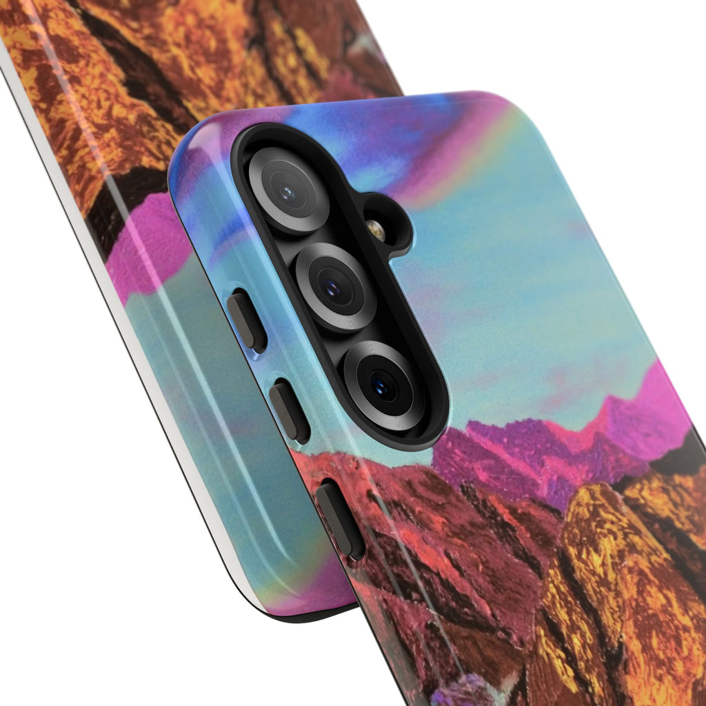 Protective Phone Case — Vibrant Retro Mountain Landscape