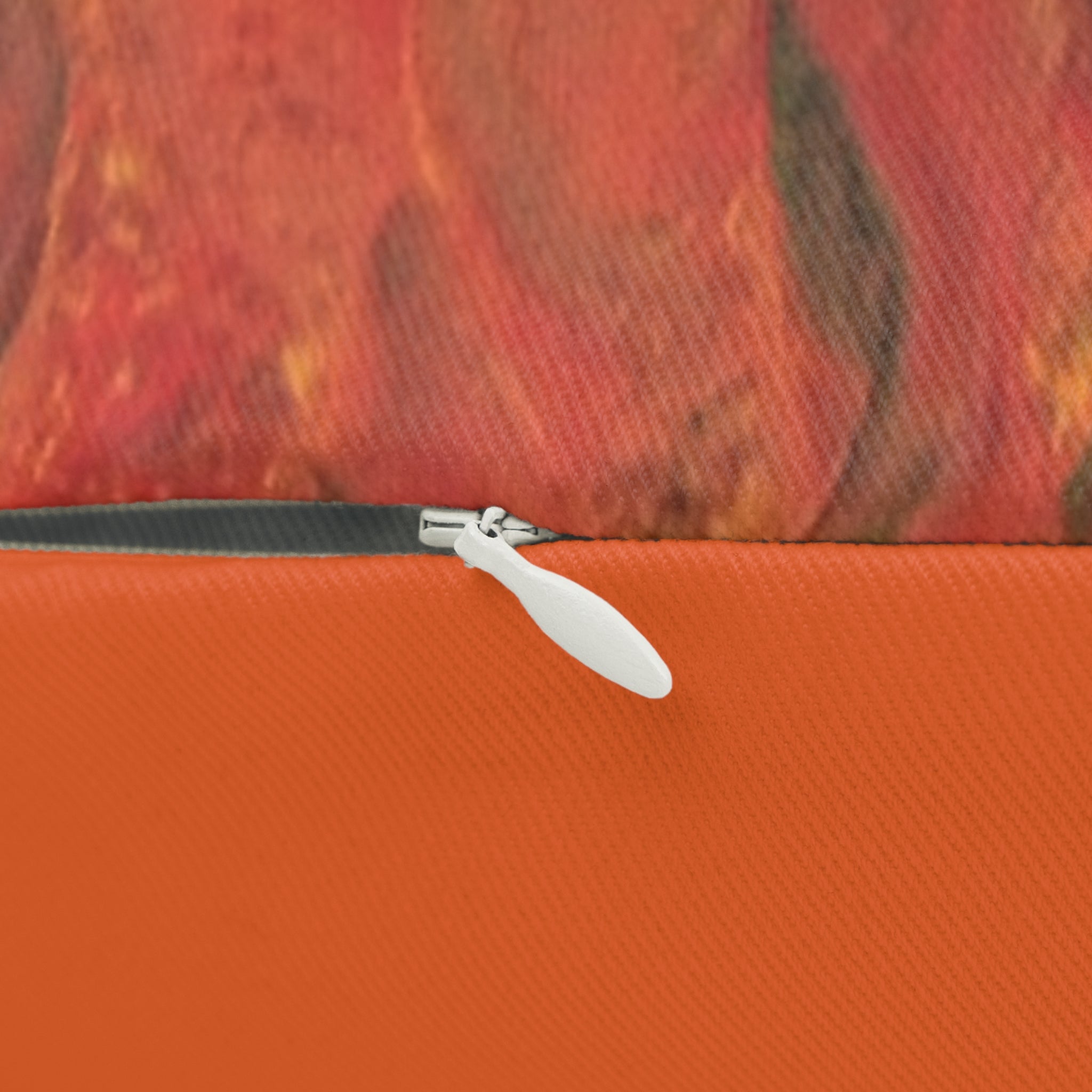 Abstract Flame Art Lumbar Pillow — Orange Red Textured Accent Cushion