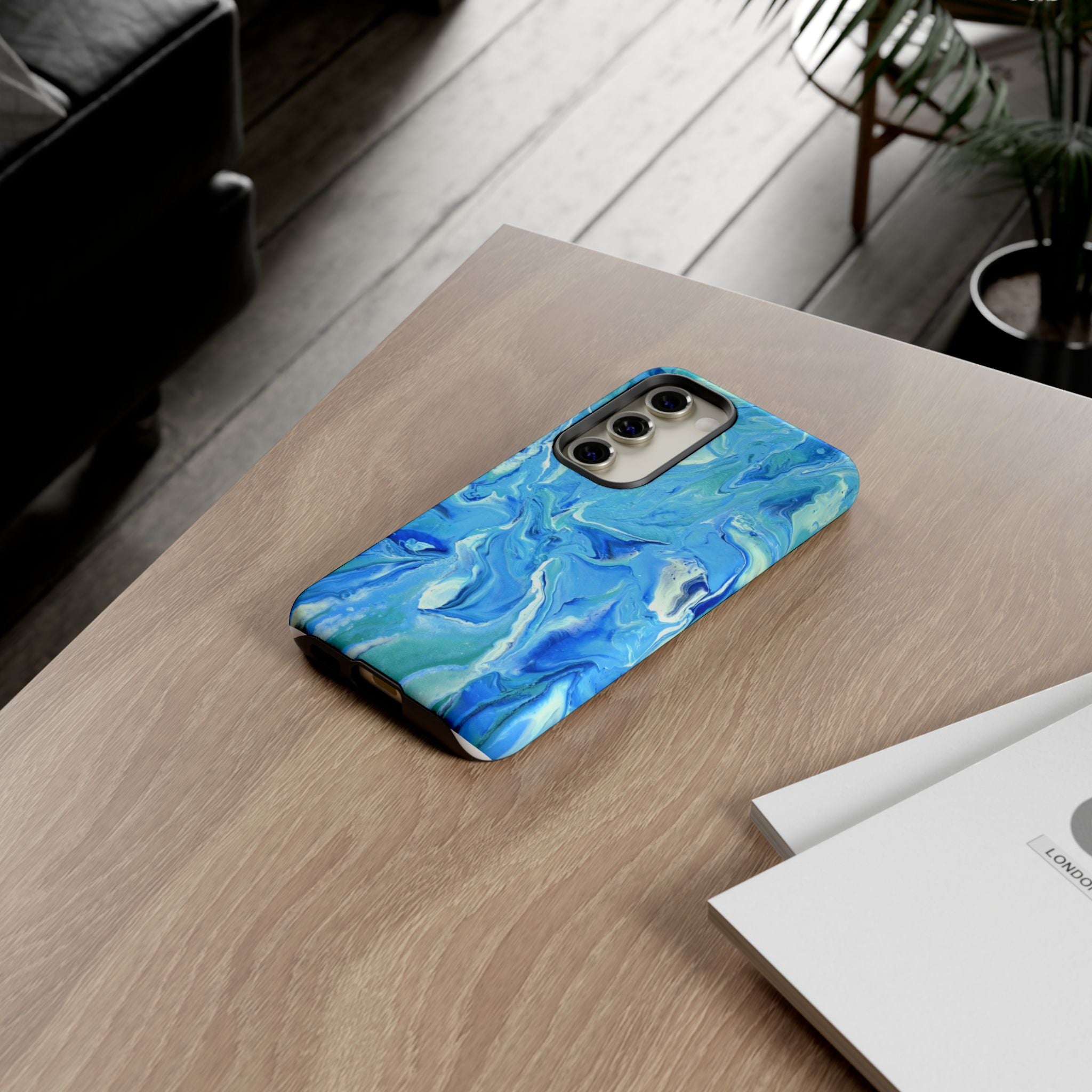 Blue Marble Tough Phone Case — Ocean Swirl Protective iPhone Cover