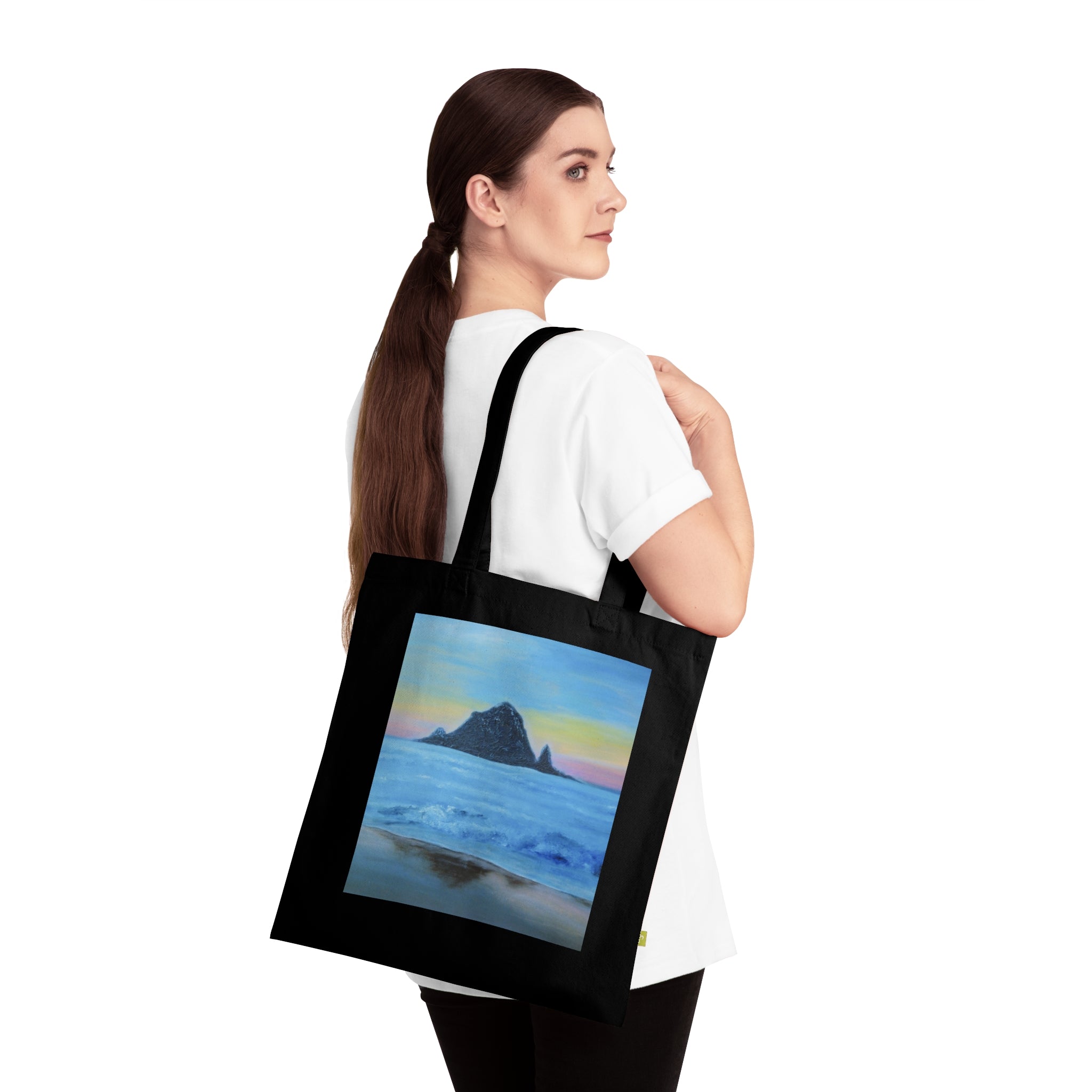 Ocean Sunset Tote Bag — Beach Landscape Organic Cotton Tote