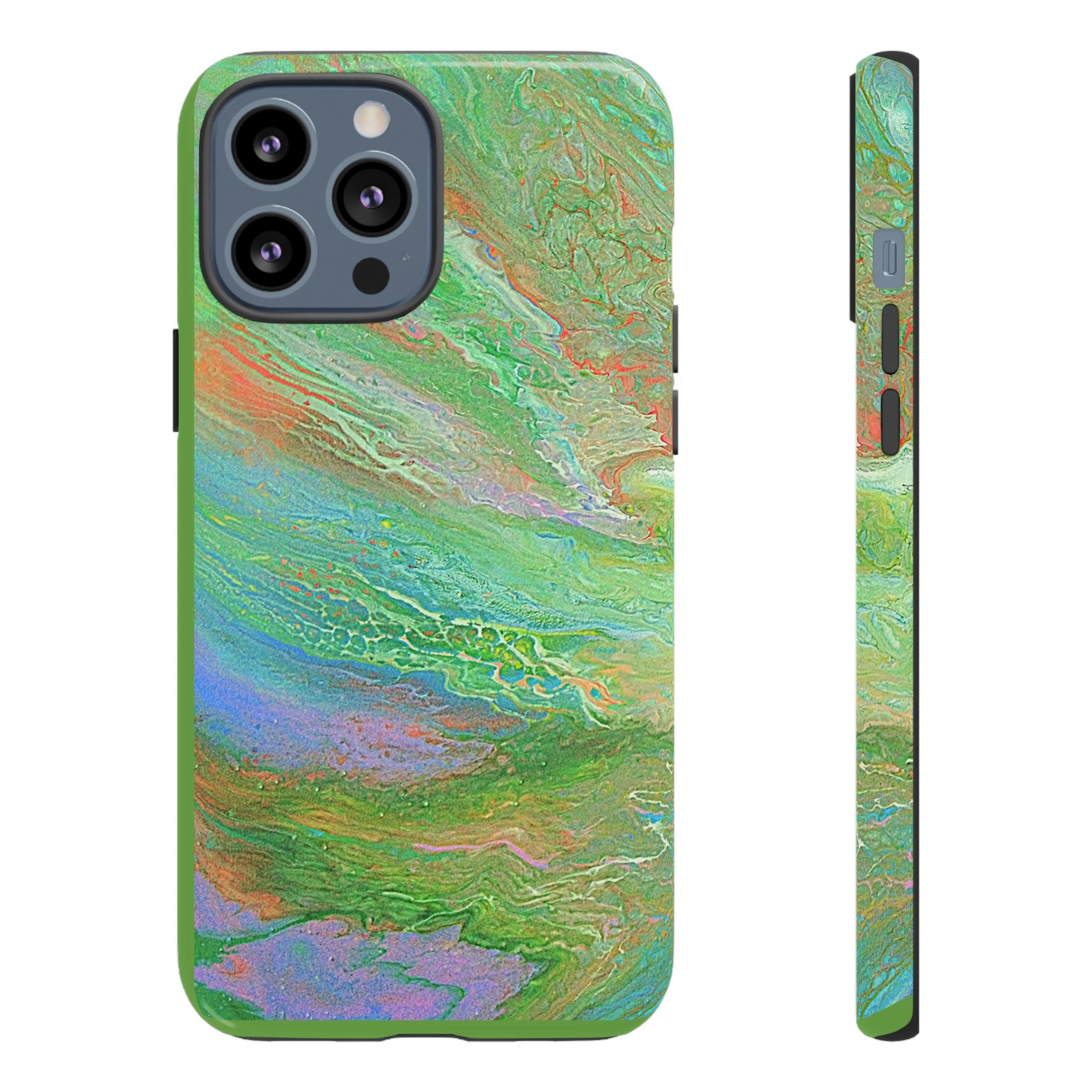 Marbled Green Abstract Phone Case — Protective Tough Case for iPhone