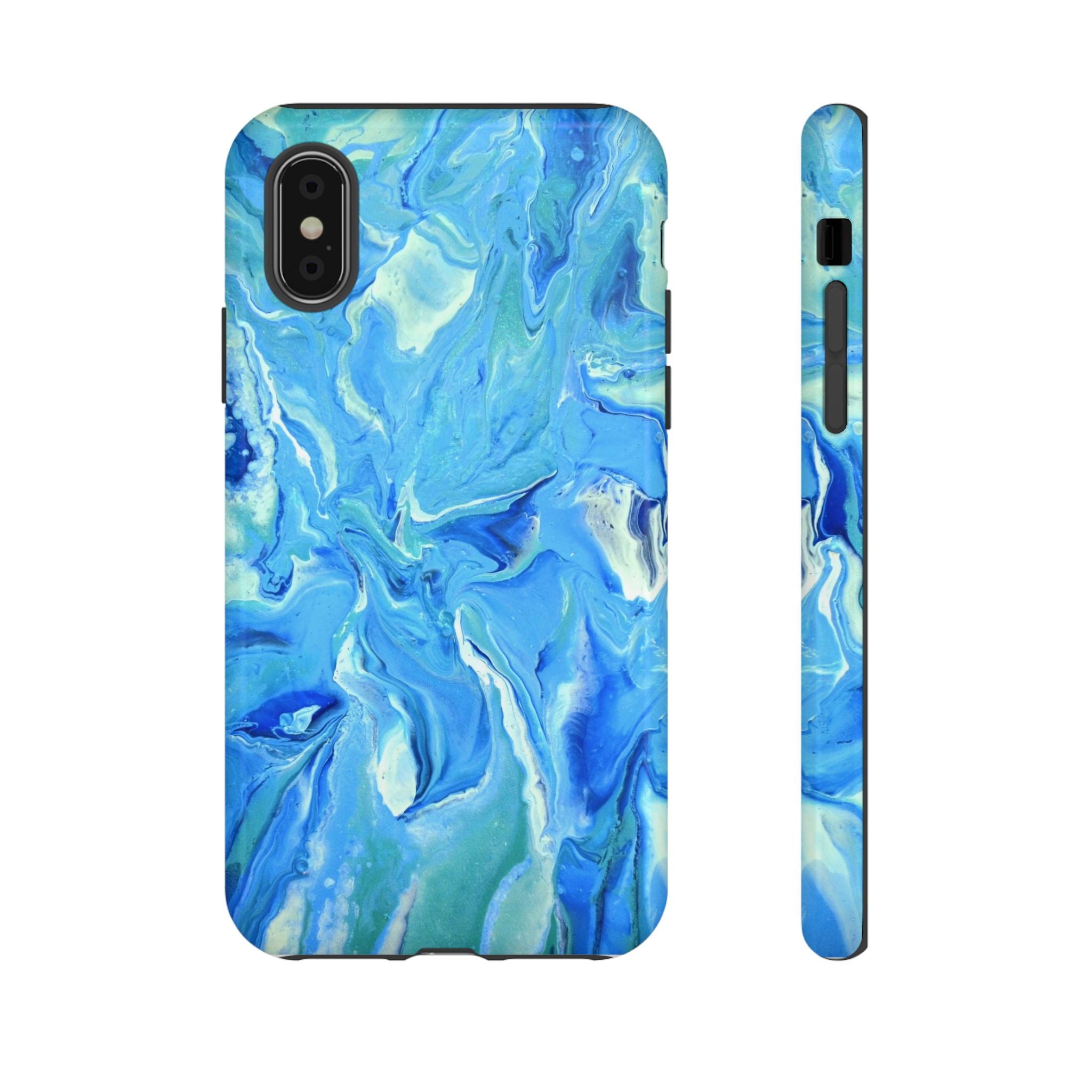 Blue Marble Tough Phone Case — Ocean Swirl Protective iPhone Cover