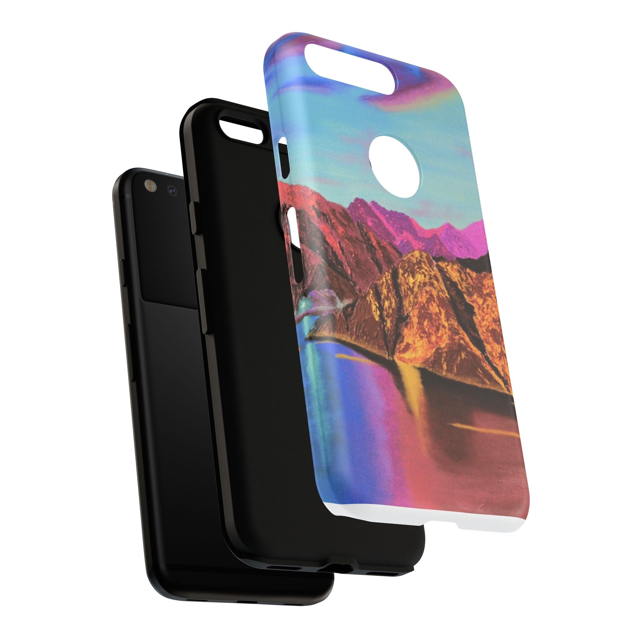Protective Phone Case — Vibrant Retro Mountain Landscape