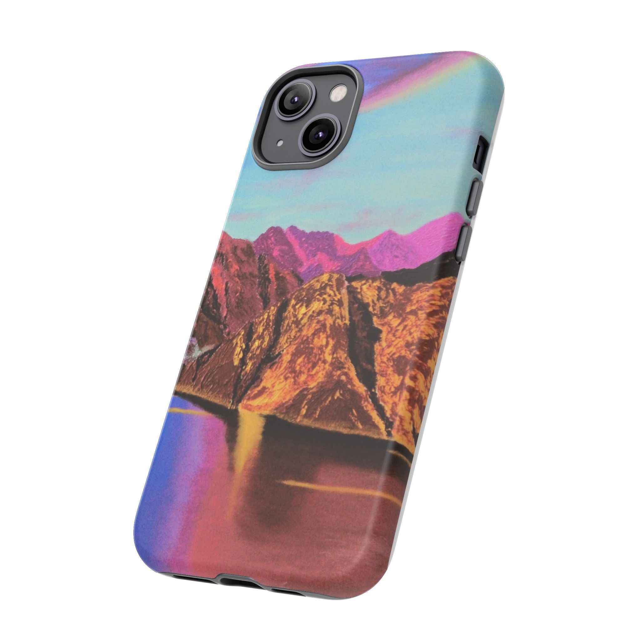 Protective Phone Case — Vibrant Retro Mountain Landscape