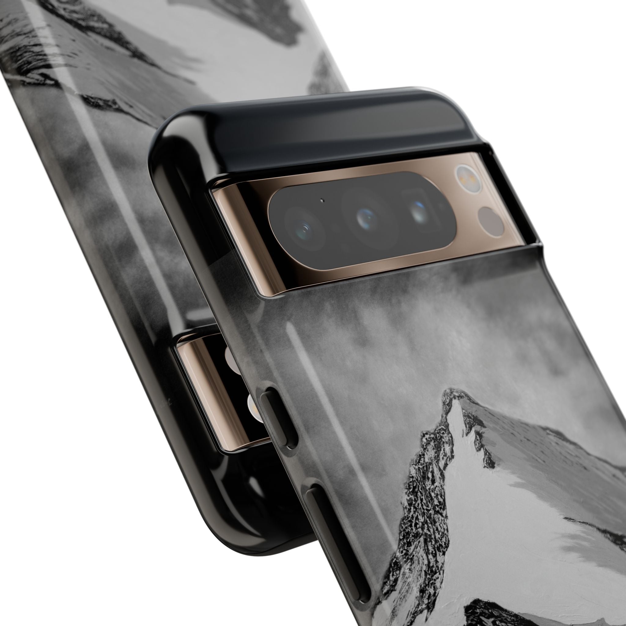 Mountain Peak Phone Case — Black & White Alpine Protective Case
