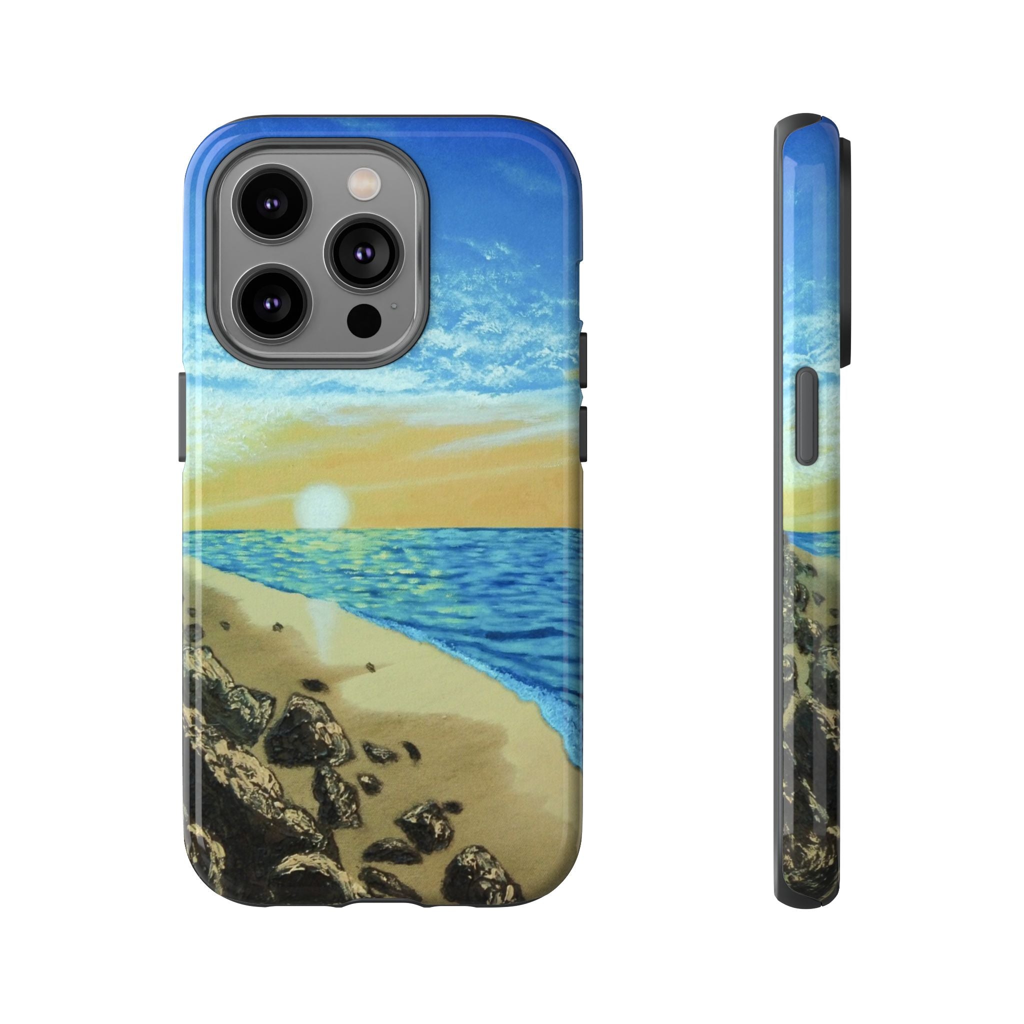 Beach Sunset Phone Case — Protective Tough Case with Coastal Shoreline Design