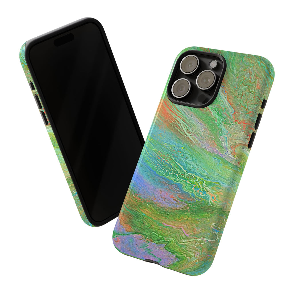 Marbled Green Abstract Phone Case — Protective Tough Case for iPhone