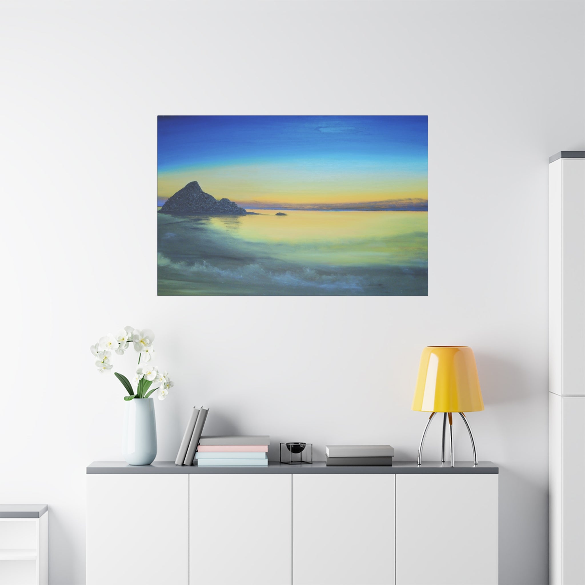 Sunset Seascape Matte Canvas Print — Tranquil Coastal Wall Art (Stretched)
