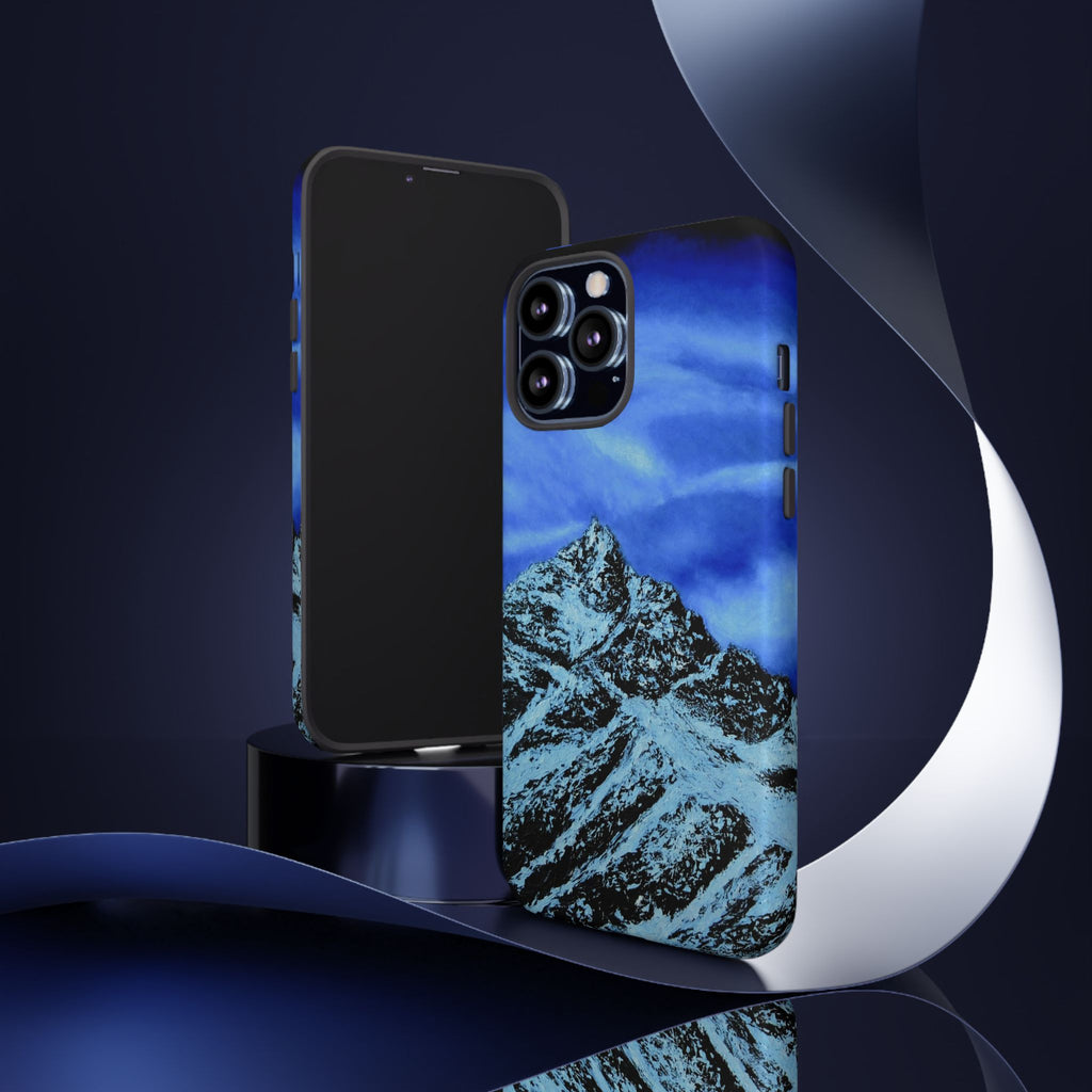 Mountain Peak Blue Tough Phone Case — Rugged Protective iPhone Cover