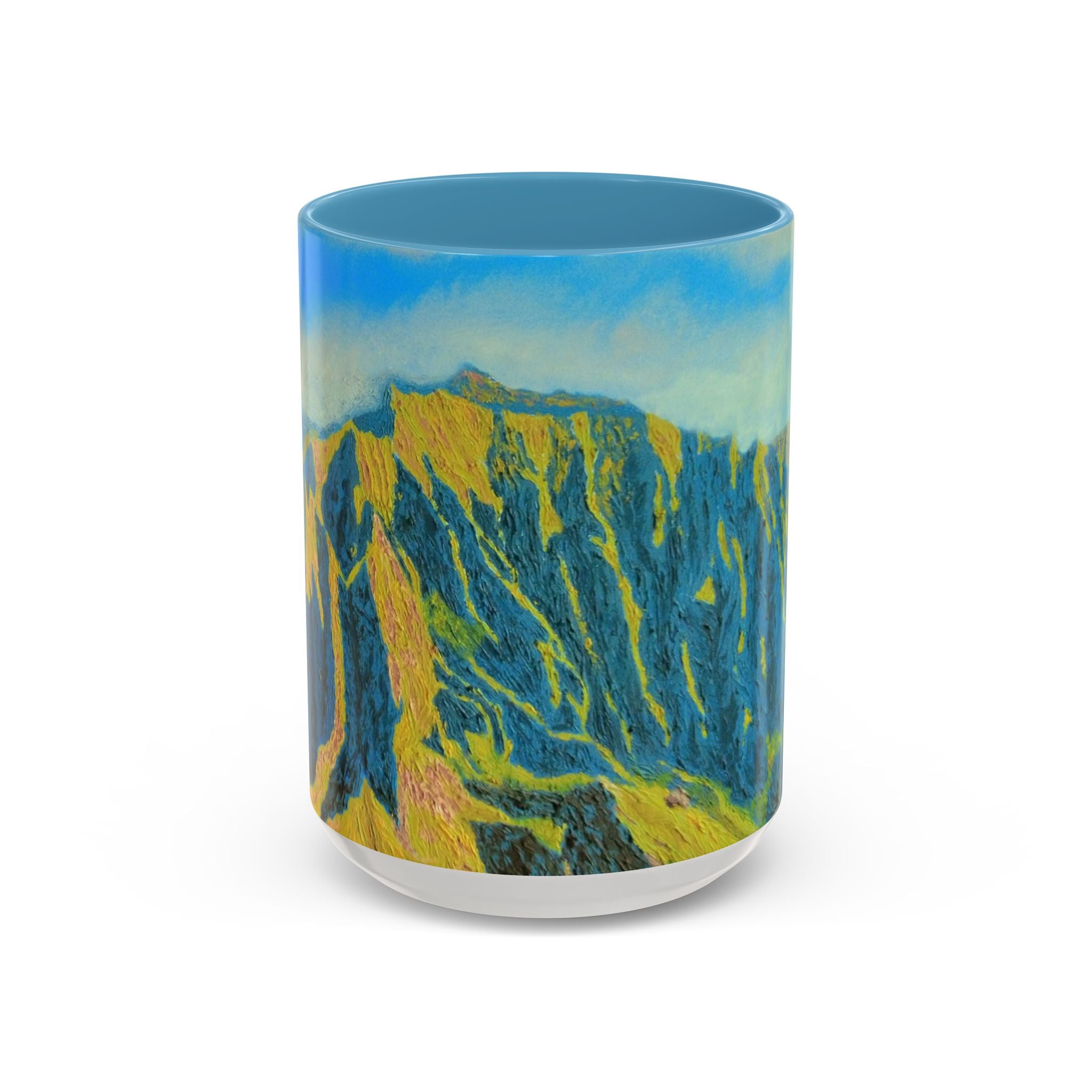 Scenic Cliffside Accent Coffee Mug — Blue Landscape Art