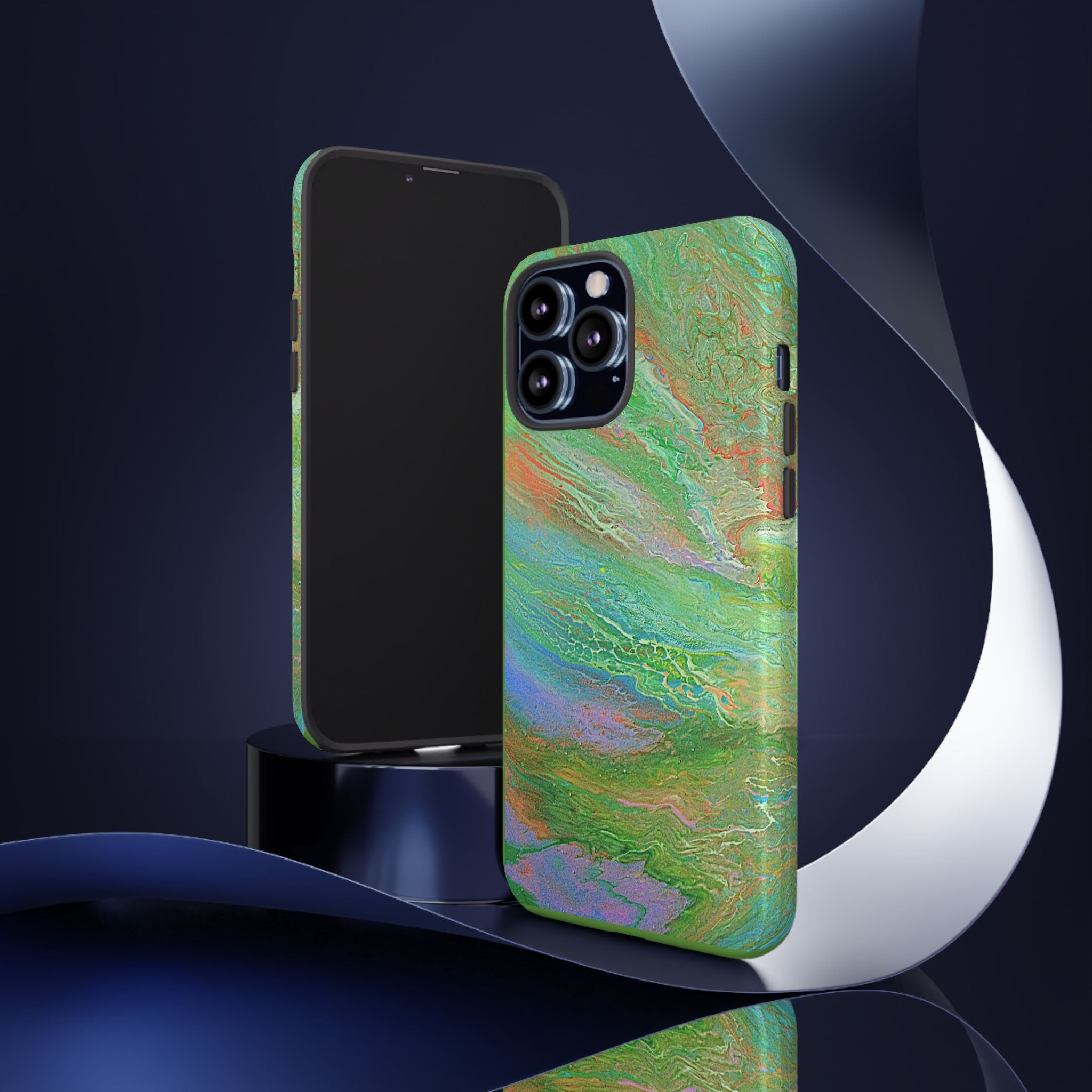Marbled Green Abstract Phone Case — Protective Tough Case for iPhone
