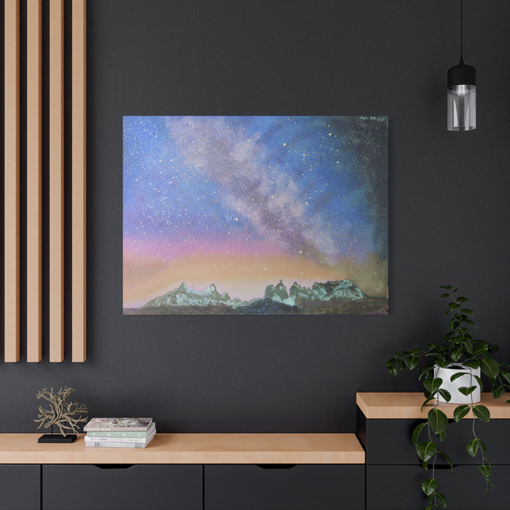 Towers of Paine and Milky Way  Canvas Print– Milky Way Landscape Print