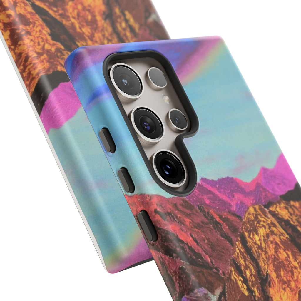 Protective Phone Case — Vibrant Retro Mountain Landscape