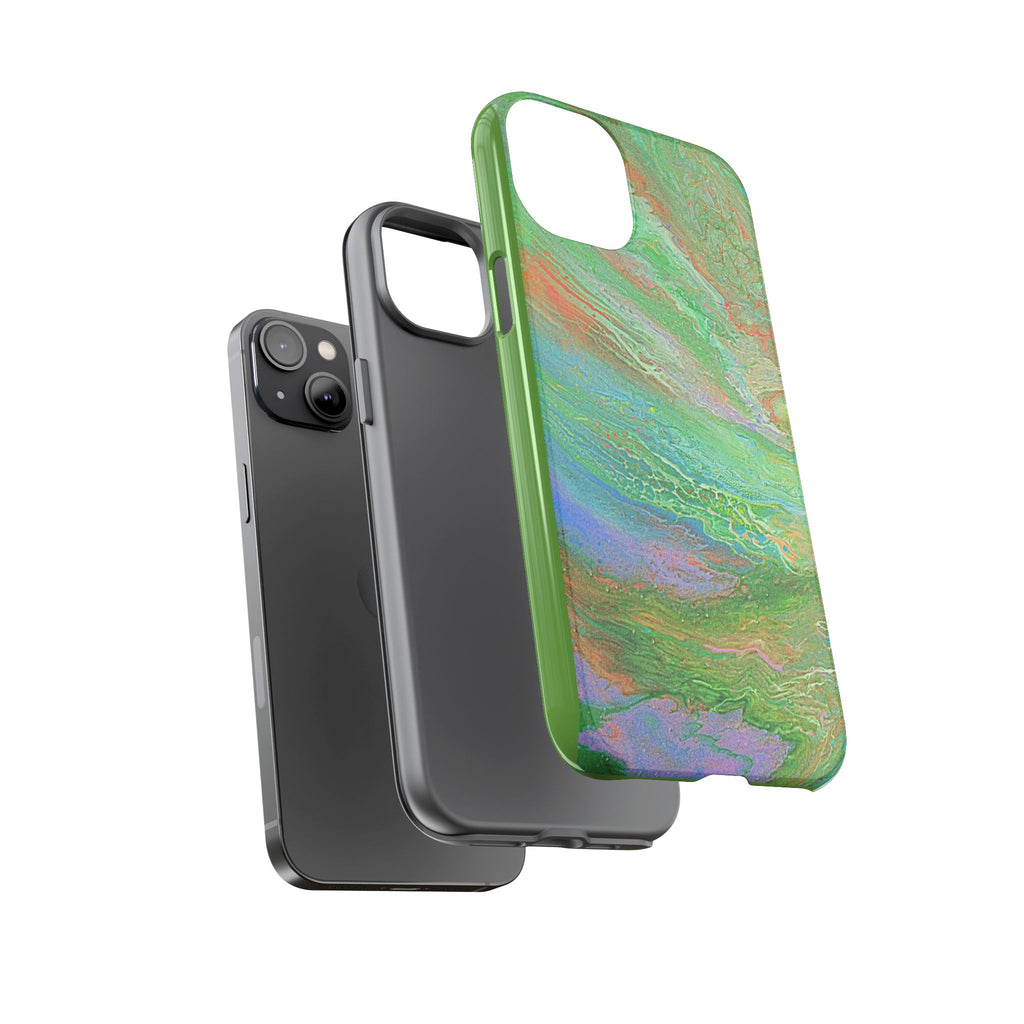 Marbled Green Abstract Phone Case — Protective Tough Case for iPhone