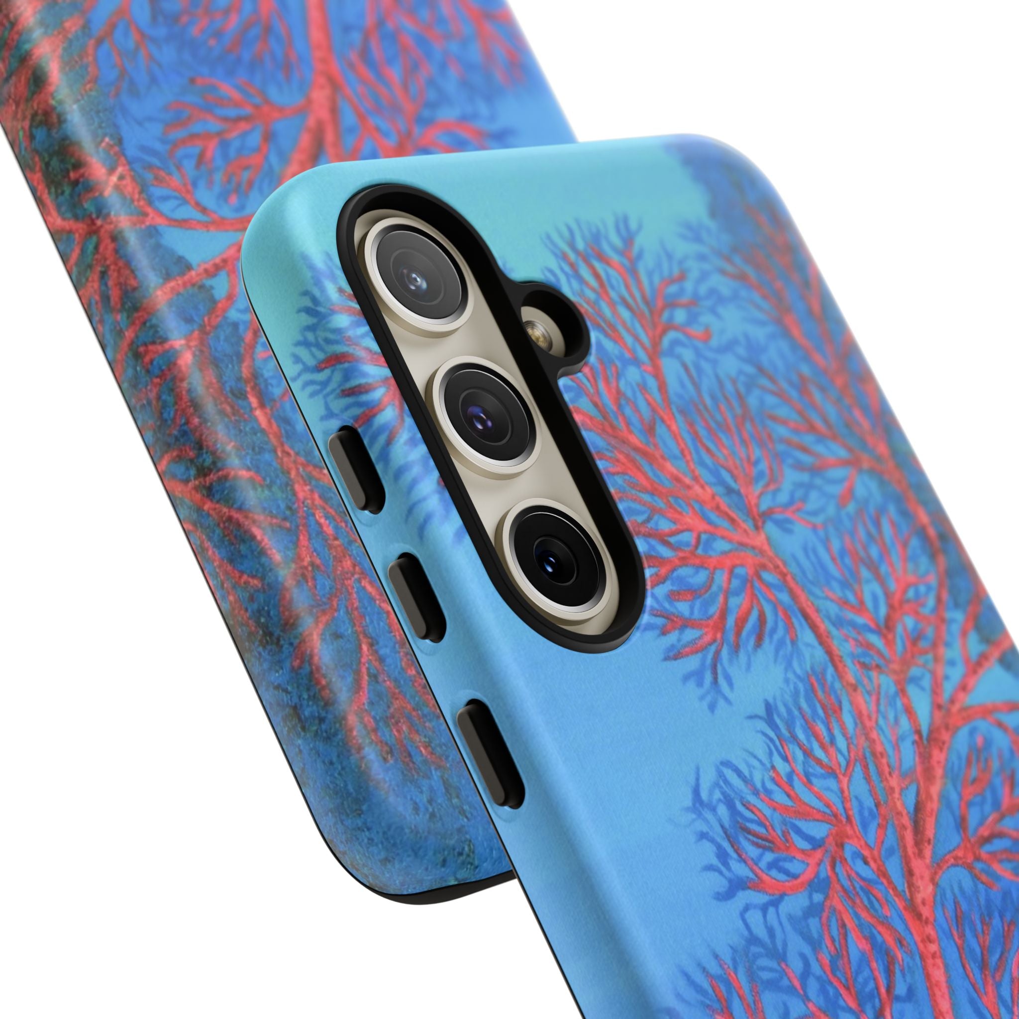 Coral Reef Phone Case — Vibrant Red Sea Fan on Ocean Blue Tough Case