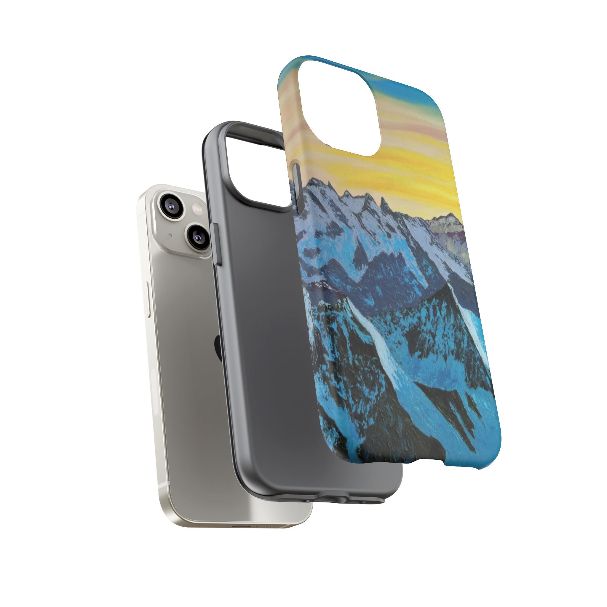Mountain Sunset Phone Case — Protective Tough Case with Scenic Blue Peaks Design